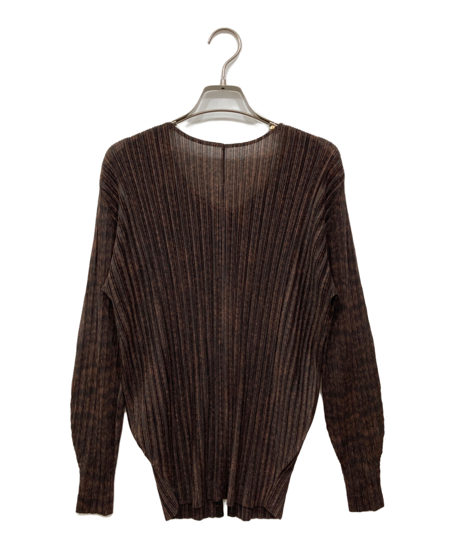 PLEATS PLEASE 長袖ロングカーディガン ダークブラウン 中古・古着通販】PLEATS PLEASE (プリーツプリーズ) プリーツ
