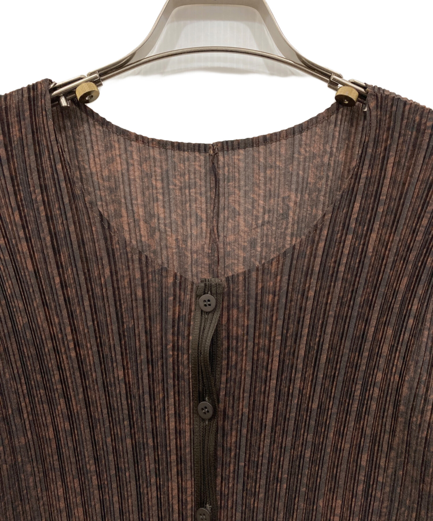 PLEATS PLEASE 長袖ロングカーディガン ダークブラウン 中古・古着通販】PLEATS PLEASE (プリーツプリーズ) プリーツ