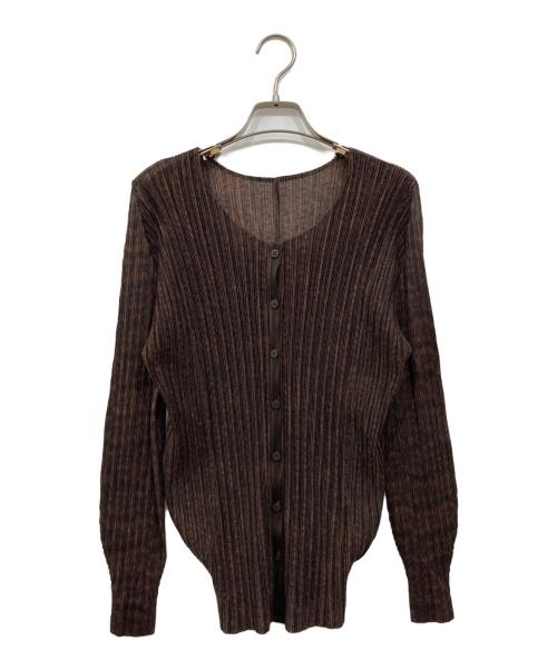 PLEATS PLEASE 茶色と黒のストライプ プリーツカーディガン PLEATS PLEASE ISSEY MIYAKE - □美品□PLEATS PLEASE ISSEY MIYAKE