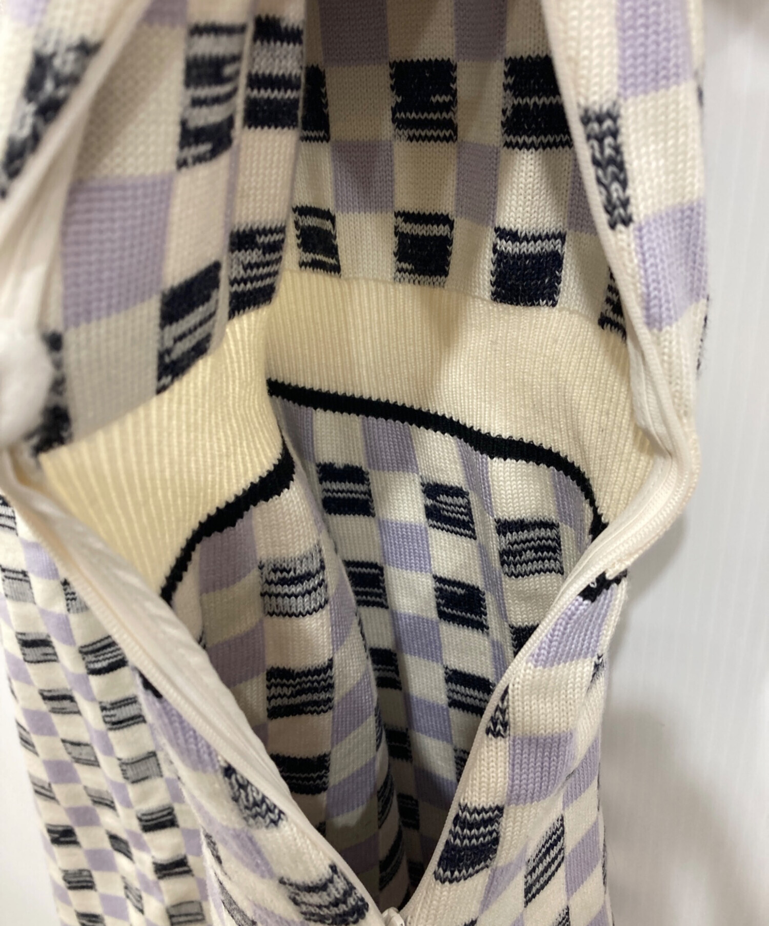 中古・古着通販】MIU MIU (ミュウミュウ) ダミエ柄ニットワンピース