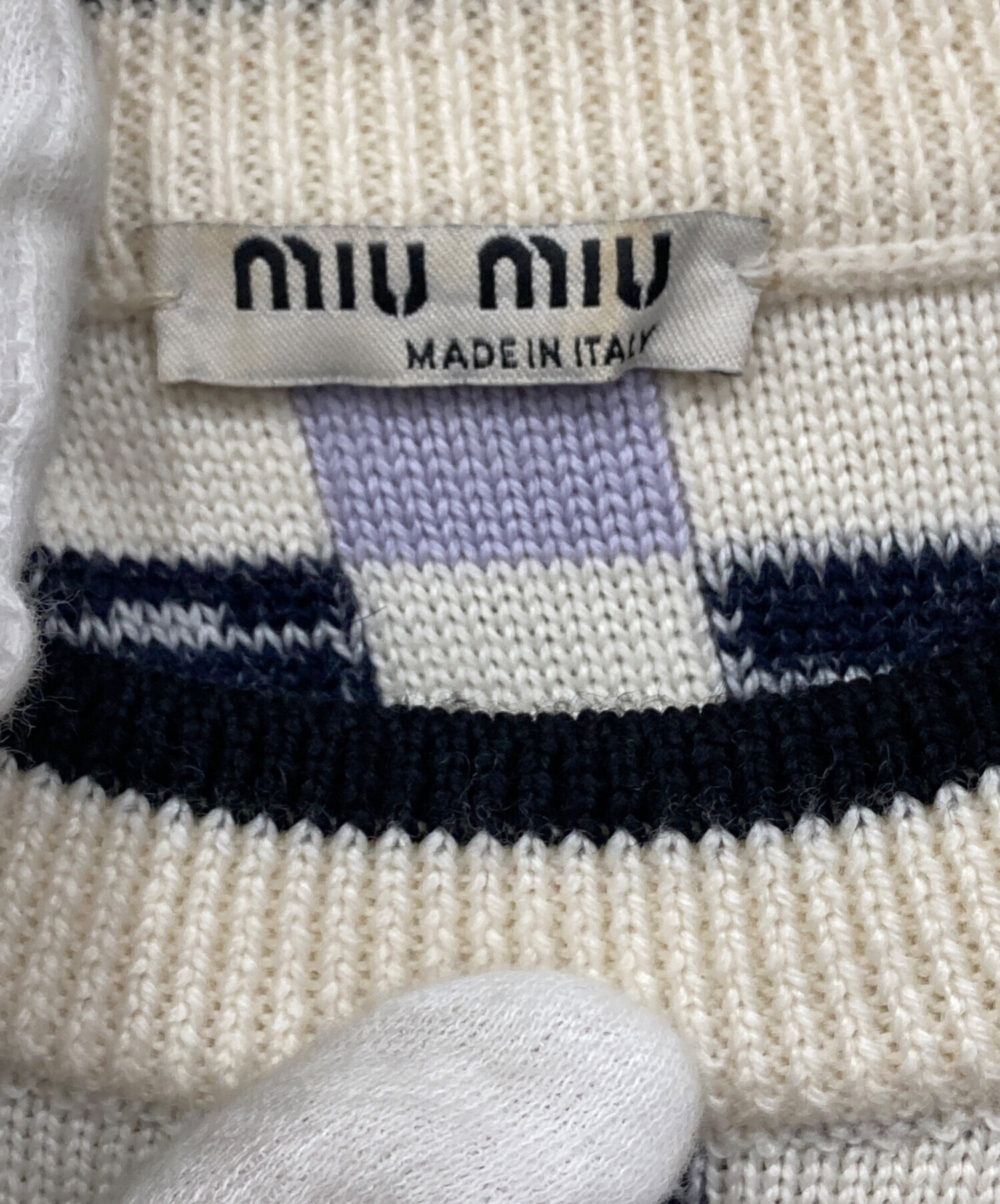 ミュウミュウ　MIU MIU ニットワンピース 鑑定済み 中古・古着通販】MIU MIU (ミュウミュウ) ダミエ柄ニットワンピース