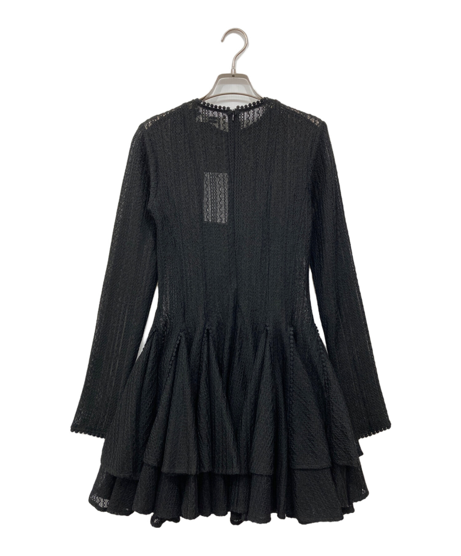 黒のレース 切り替え ドレス GIANA 中古・古着通販】GIANA (ジアナ) クロシェミニドレス ブラック サイズ