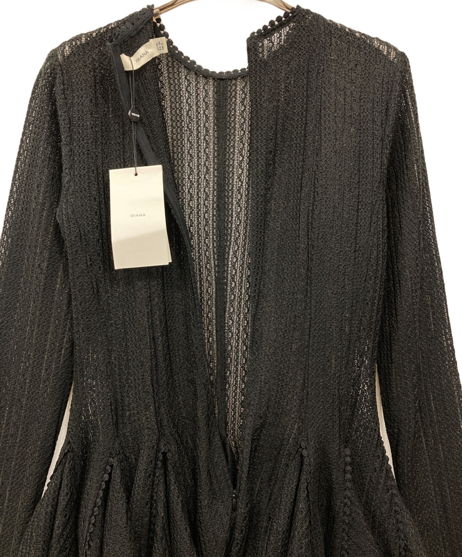 中古・古着通販】GIANA (ジアナ) クロシェミニドレス ブラック サイズ