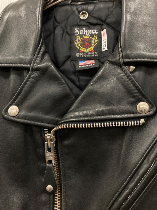 Schott レザー ダブルライダースジャケット Tall 36 USA製 中古・古着通販】Schott (ショット) ダブルライダースジャケット