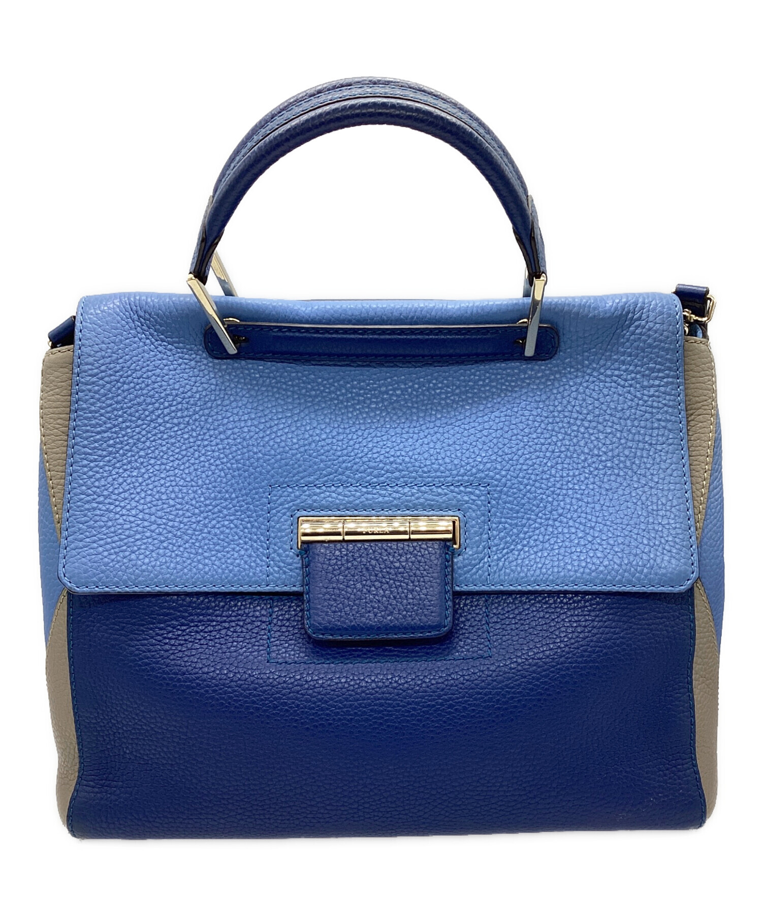未使用◎ FURLA 青 レザーハンドバッグ 中型　ターコイズブルー　春　式 中古・古着通販】FURLA (フルラ) 2WAYハンドバッグ ブルー｜ブランド
