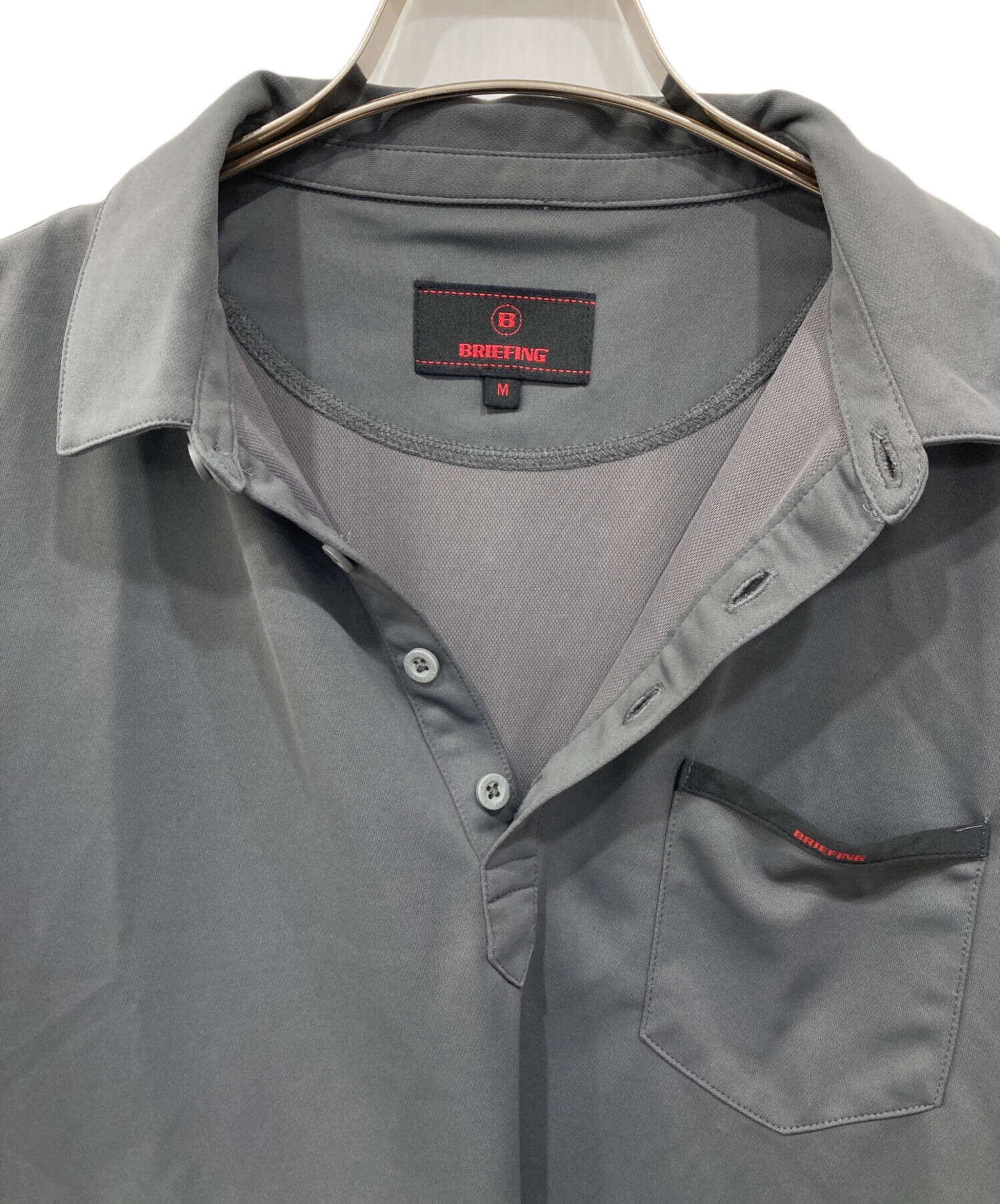 BRIEFING グレー ポロシャツ　半袖　Mサイズ 中古・古着通販】BRIEFING (ブリーフィング) ポロシャツ グレー サイズ