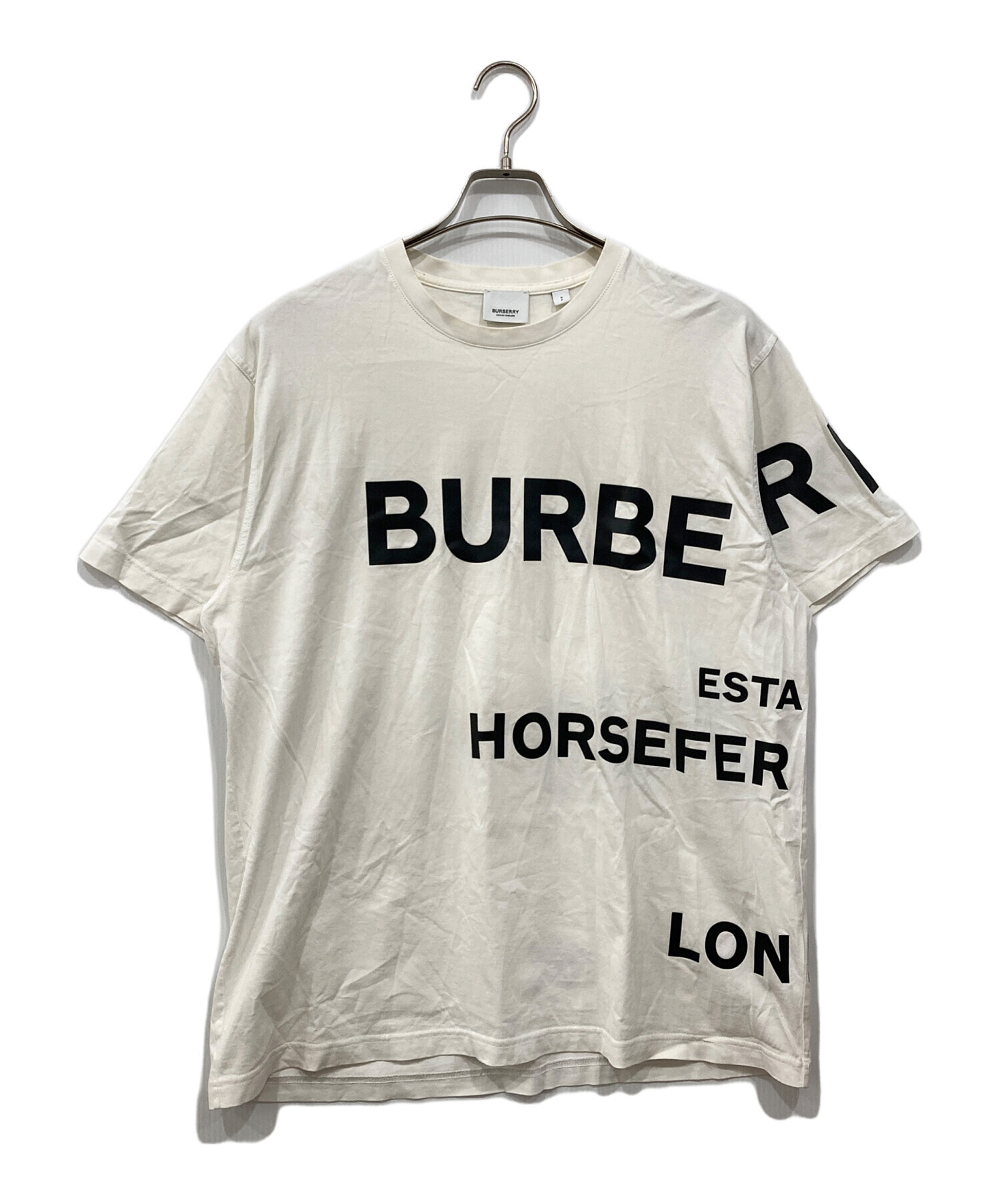 BURBERRY ロゴプリント Tシャツ 半袖 ホワイト 中古・古着通販】BURBERRY (バーバリー) ロゴプリントTシャツ ホワイト