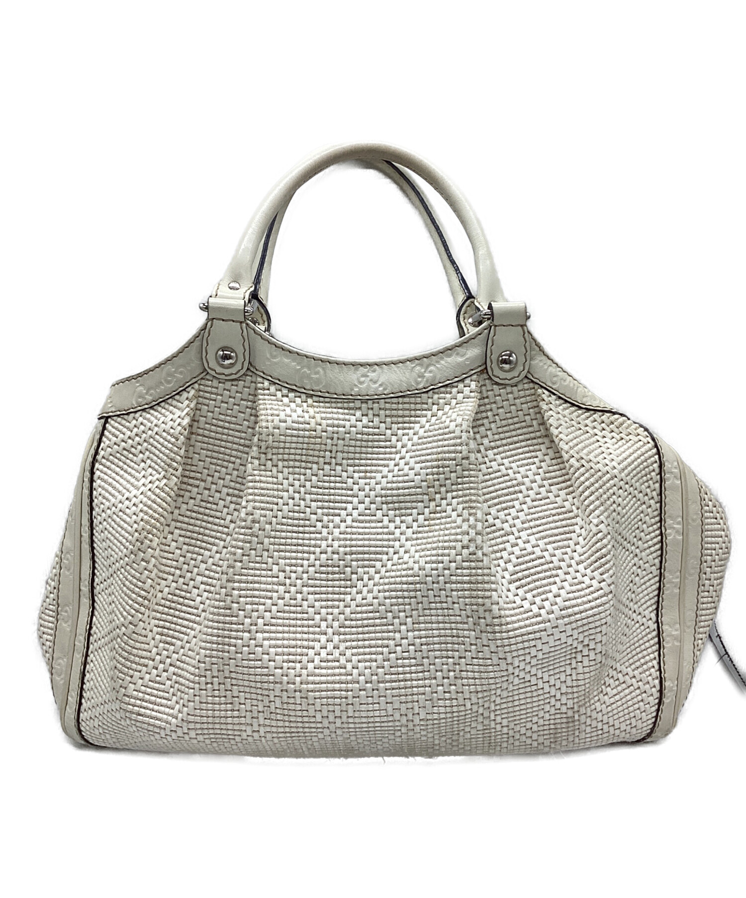 中古・古着通販】GUCCI (グッチ) レザーハンドバッグ ホワイト 