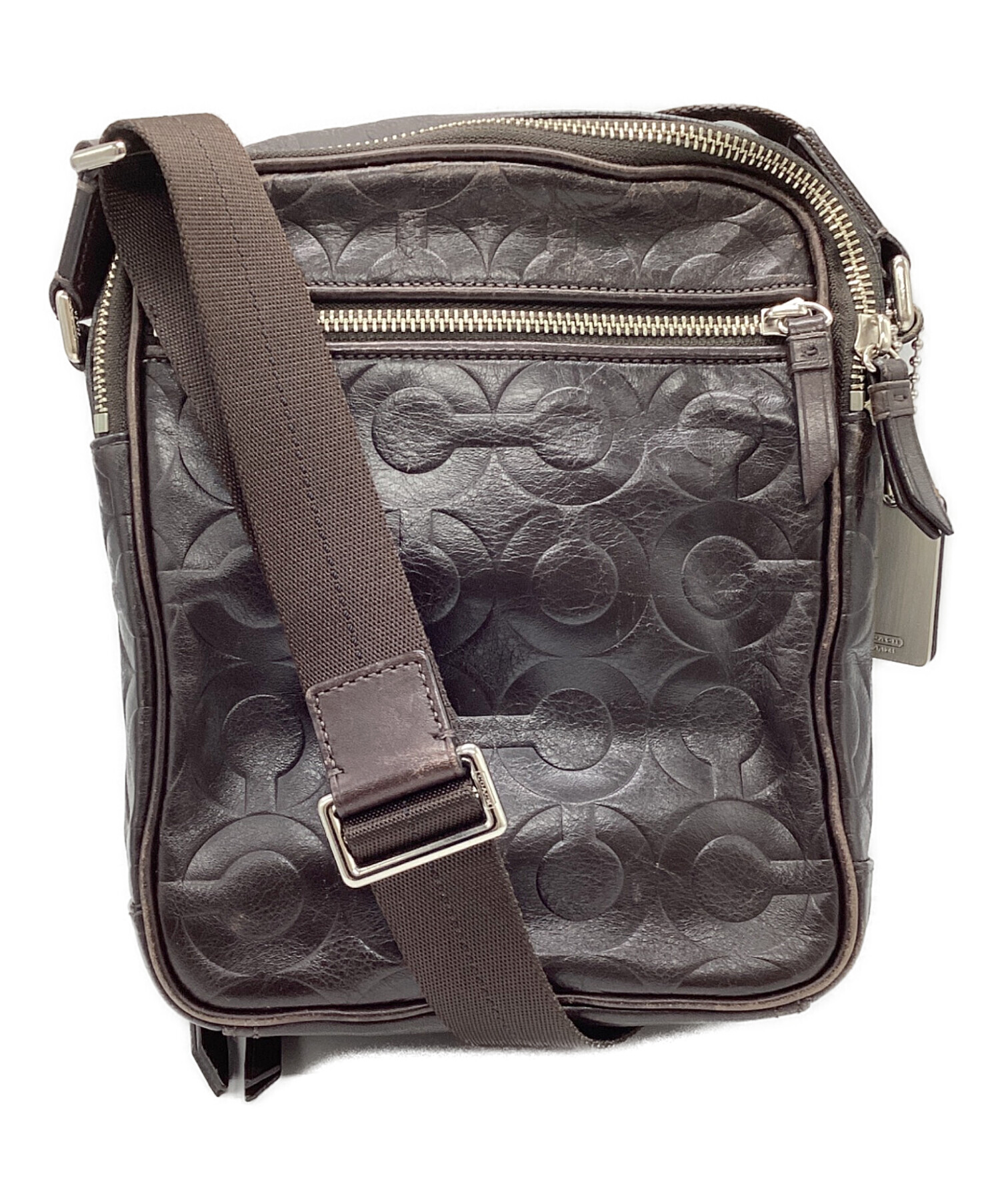 中古・古着通販】COACH (コーチ) レザーショルダーバッグ ブラウン