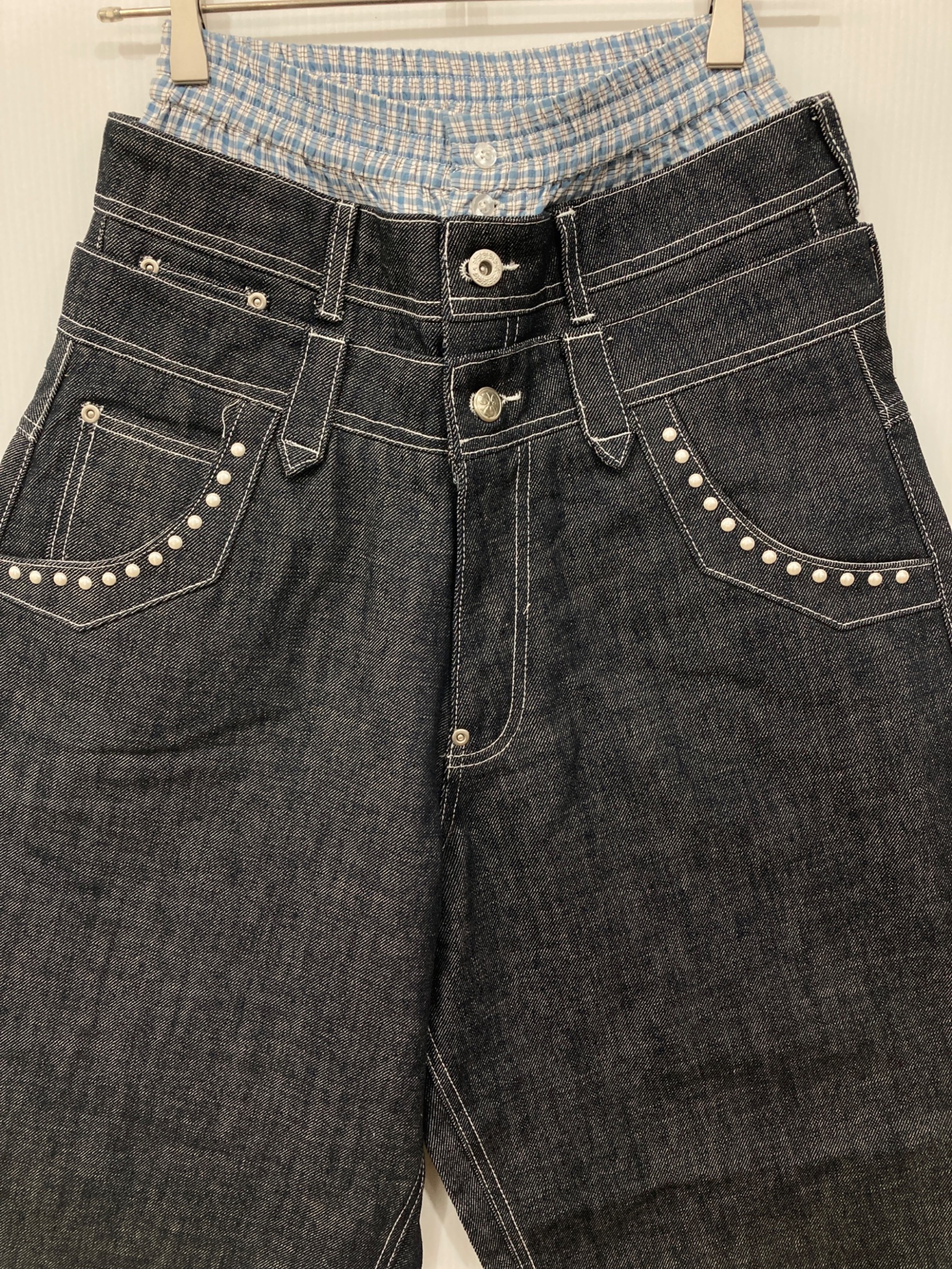 中古・古着通販】Abuku (アブク) 3レイヤードパールローライズデニム