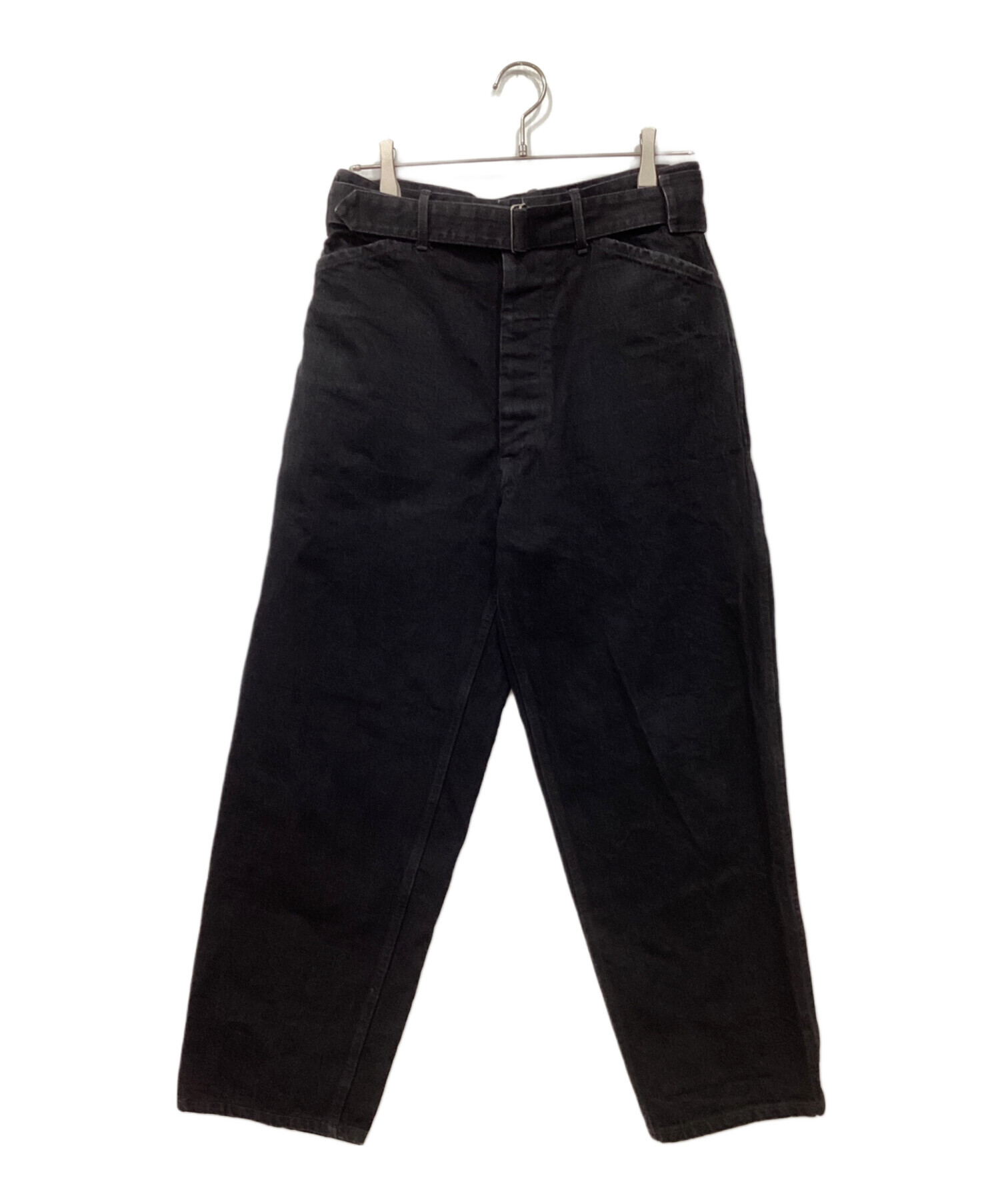 中古・古着通販】COMOLI (コモリ) ブラックデニム ベルテッドパンツ 