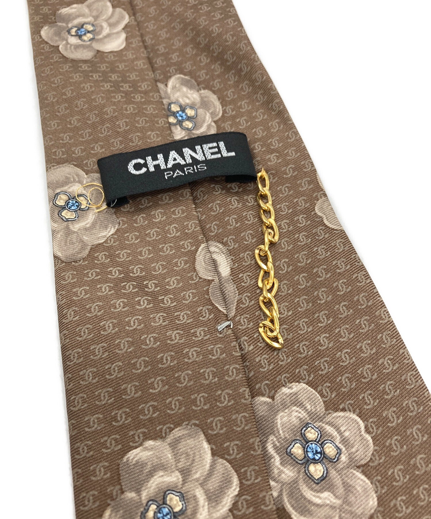 中古・古着通販】CHANEL (シャネル) カメリアネクタイ ベージュ サイズ