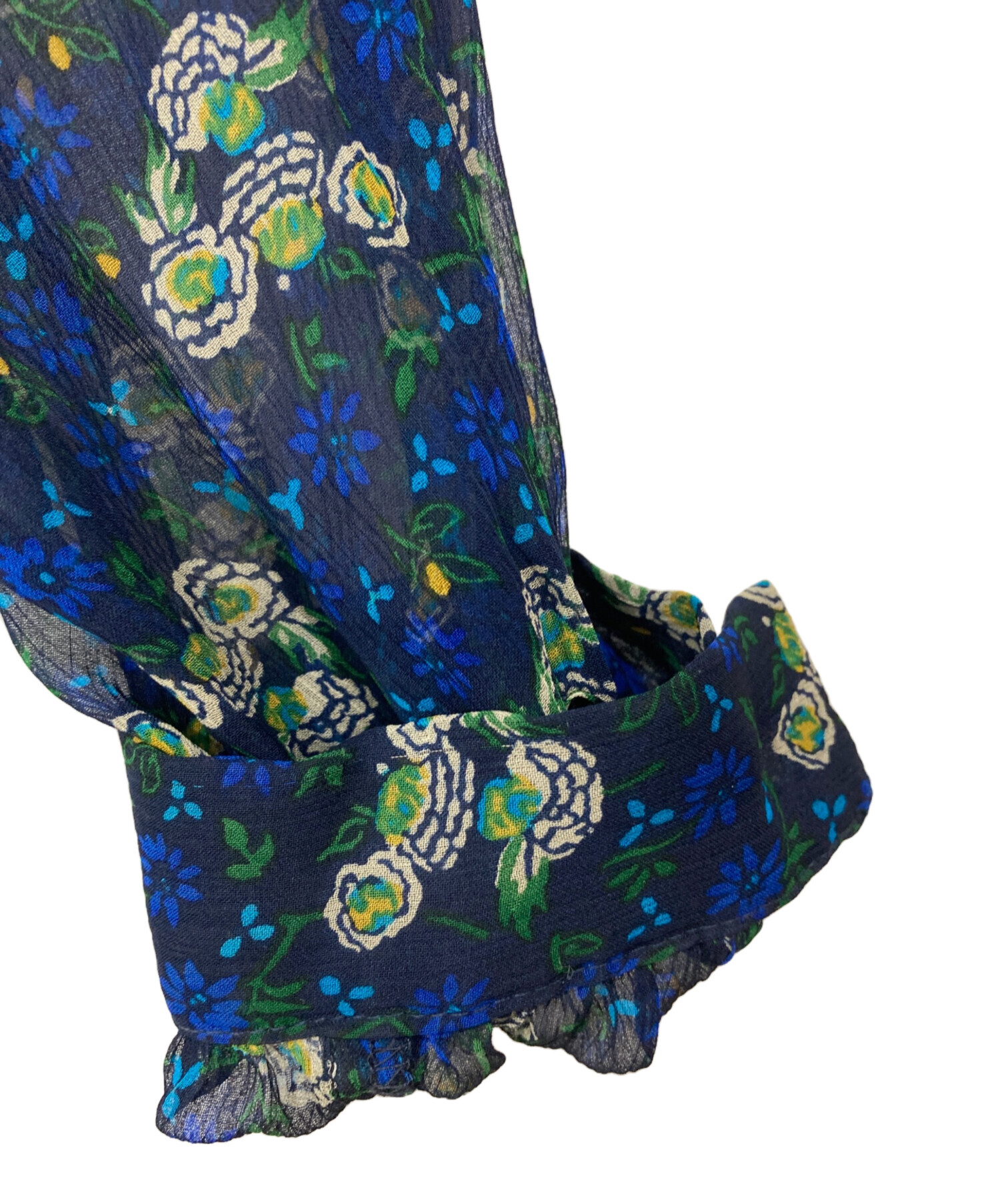中古・古着通販】ANNA SUI (アナスイ) シルク総柄ワンピース ネイビー