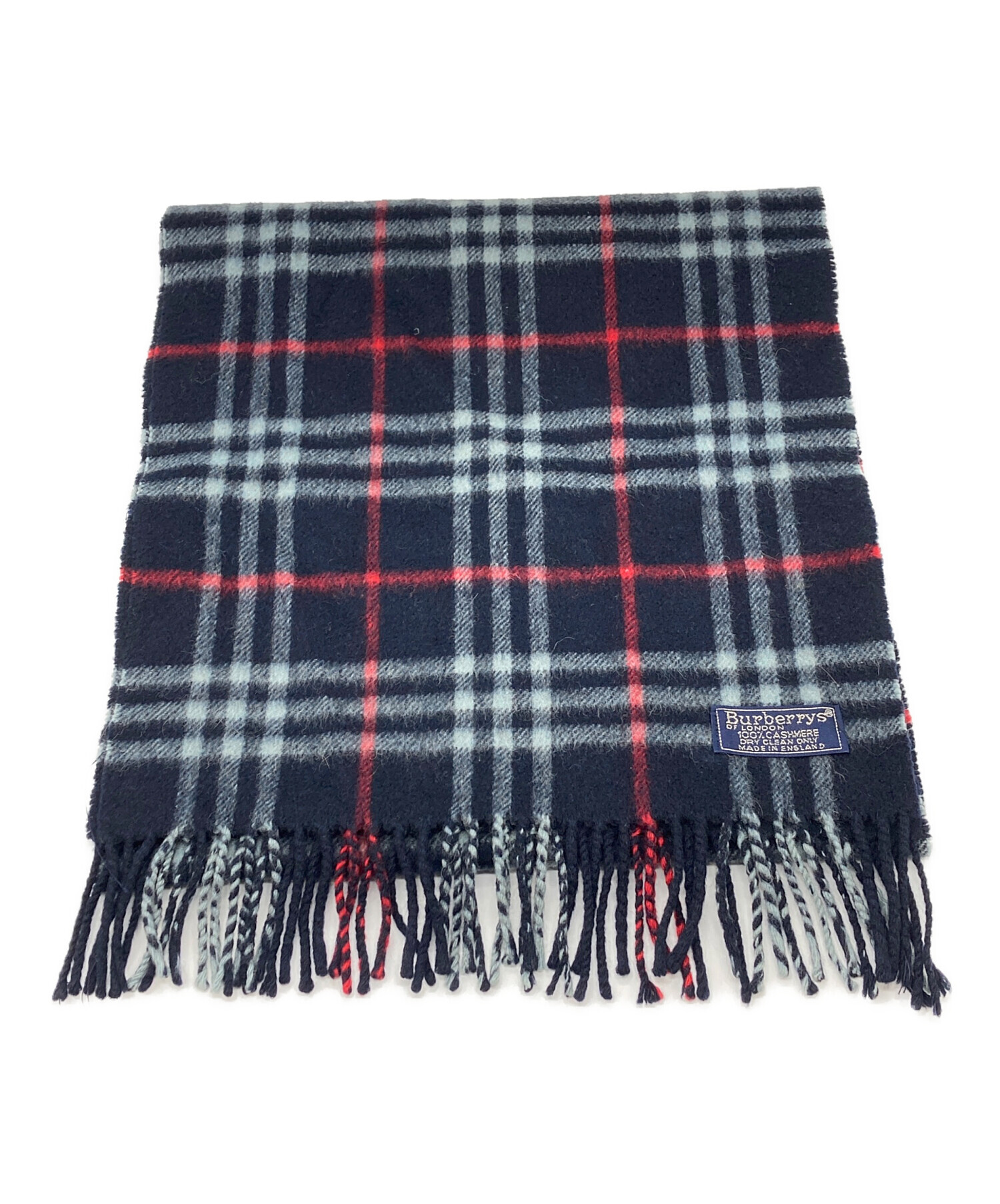 【希少美品】バーバリー カシミヤ100% 英国製　ネイビー　ロング　裏地総柄 中古・古着通販】Burberry's (バーバリーズ) カシミヤマフラー
