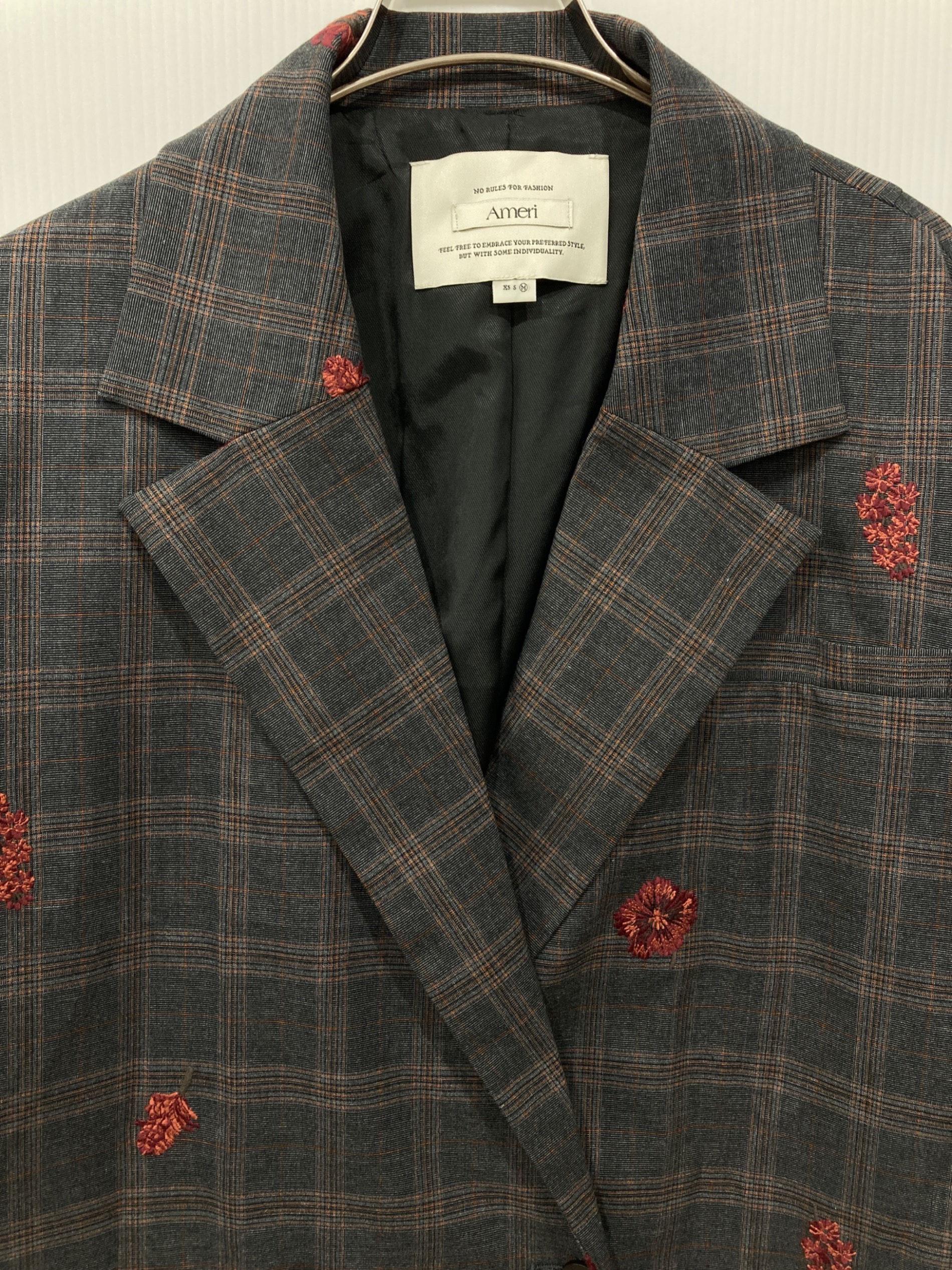 中古・古着通販】AMERI (アメリ) チェックフラワーパパジャケット
