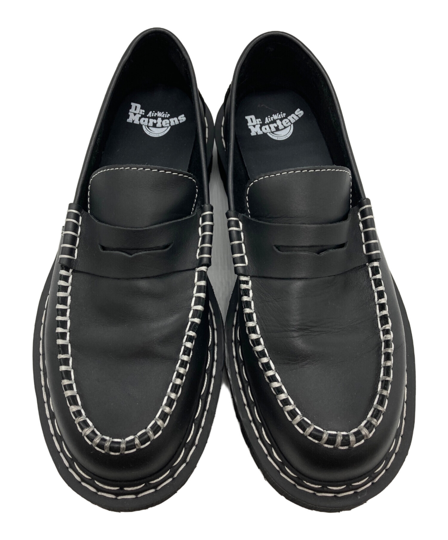Dr. Martens ブラックレザー ローファー 中古・古着通販】Dr.Martens (ドクターマーチン) ステッチローファー