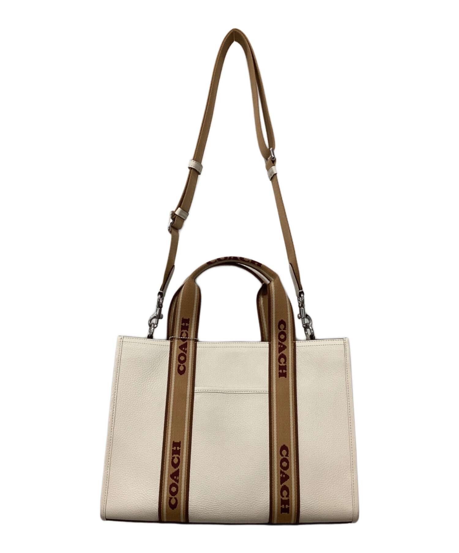 中古・古着通販】COACH (コーチ) 2WAYバッグ ベージュ×アイボリー 