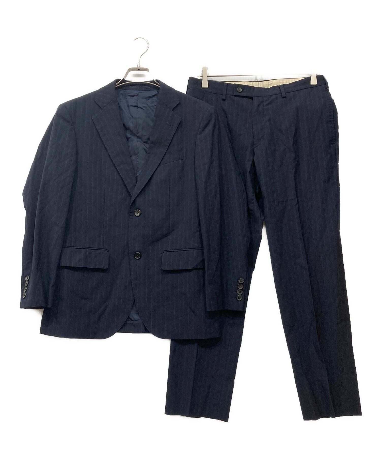 現行 ジェイプレス セットアップ ビジネス L スーツ シングル A6 ネイビー 中古・古着通販】J.PRESS (ジェイプレス) セットアップスーツ ネイビー