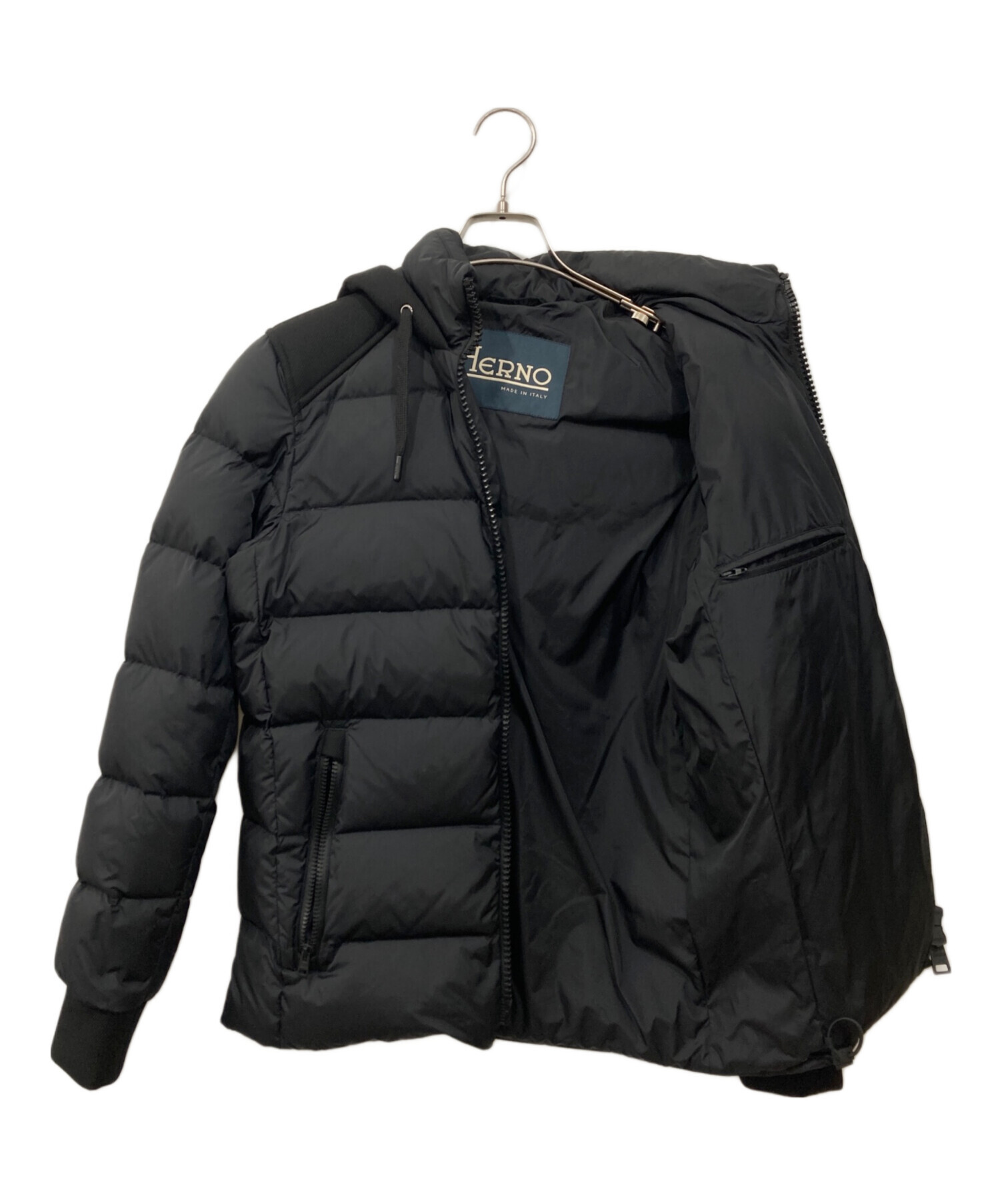 【美品】ヘルノ POLAR TECH フーデッドダウンジャケット 46 紺 撥水 中古・古着通販】HERNO (ヘルノ) POLAR-TECH撥水ナイロンフーデッド