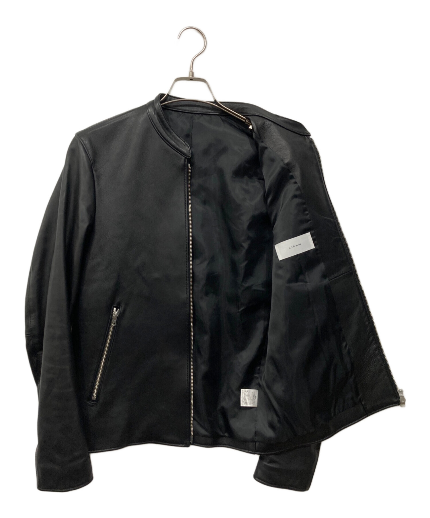 【美品】黒ラムレザー シングルライダースジャケット LIDNM 中古・古着通販】LIDnM (リドム) ラムレザーシングルライダース