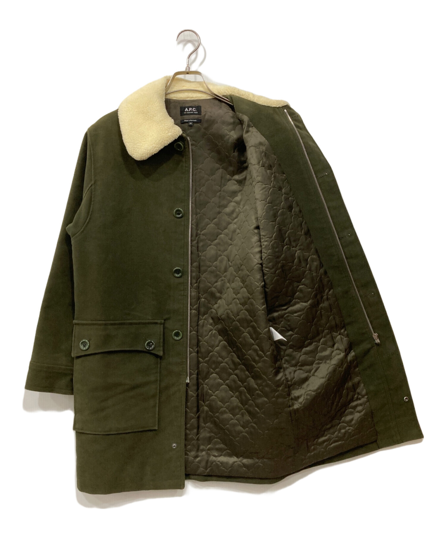 中古・古着通販】A.P.C. (アーペーセー) 襟ボアコート カーキ サイズ 