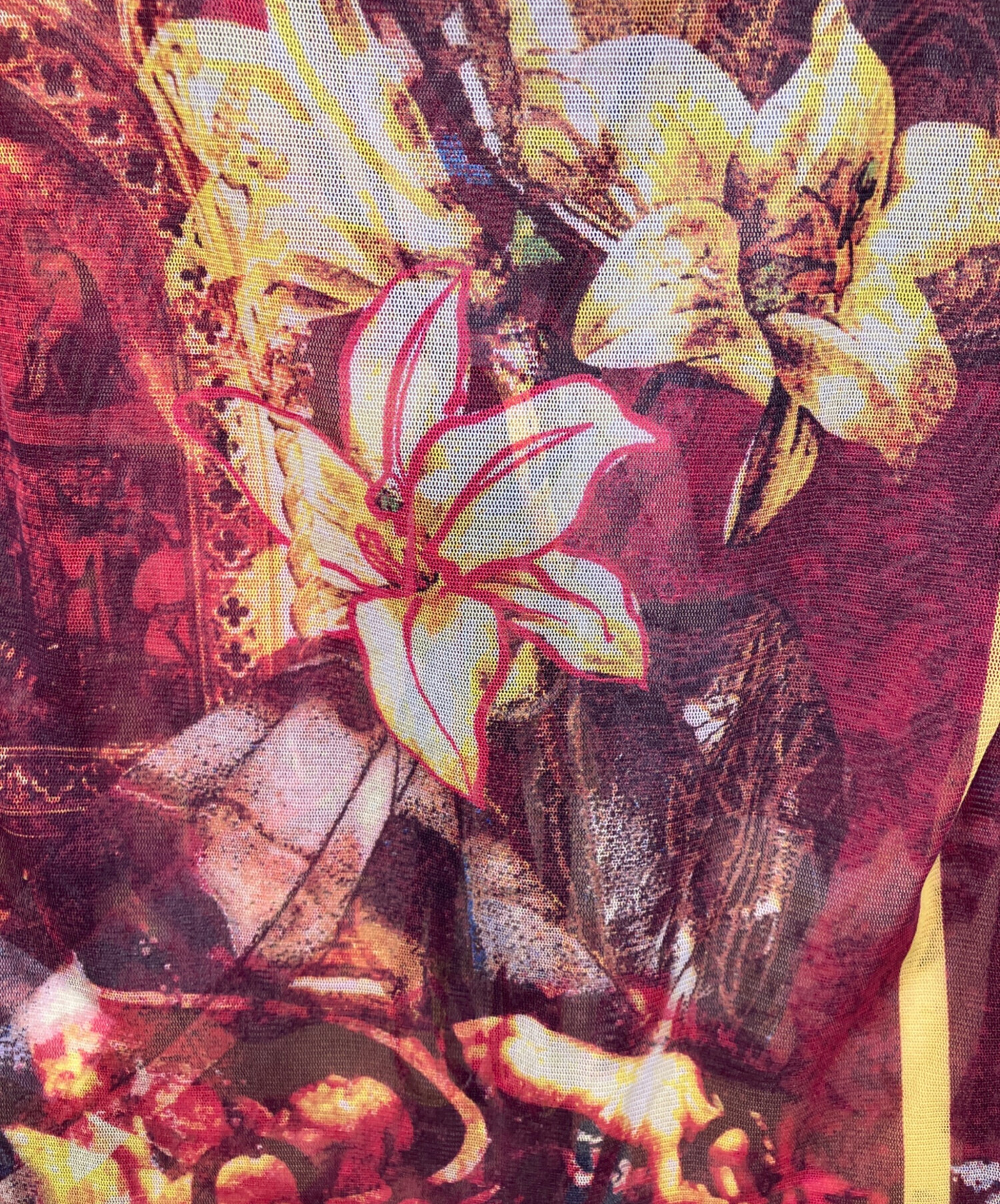 ゴルチェ Jean Paul Gaultier 花柄 パワーネットワンピース