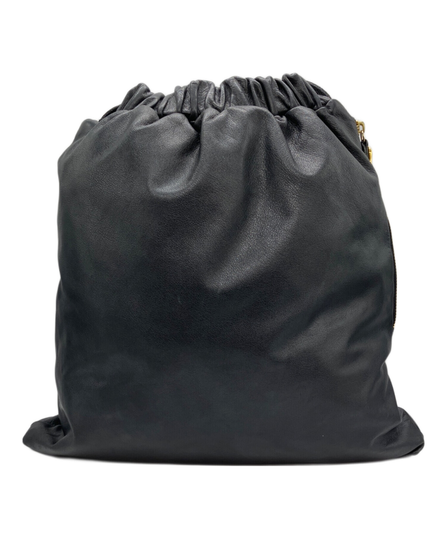 中古・古着通販】gemeil (ジェムイル) レザー巾着バッグ ブラック 