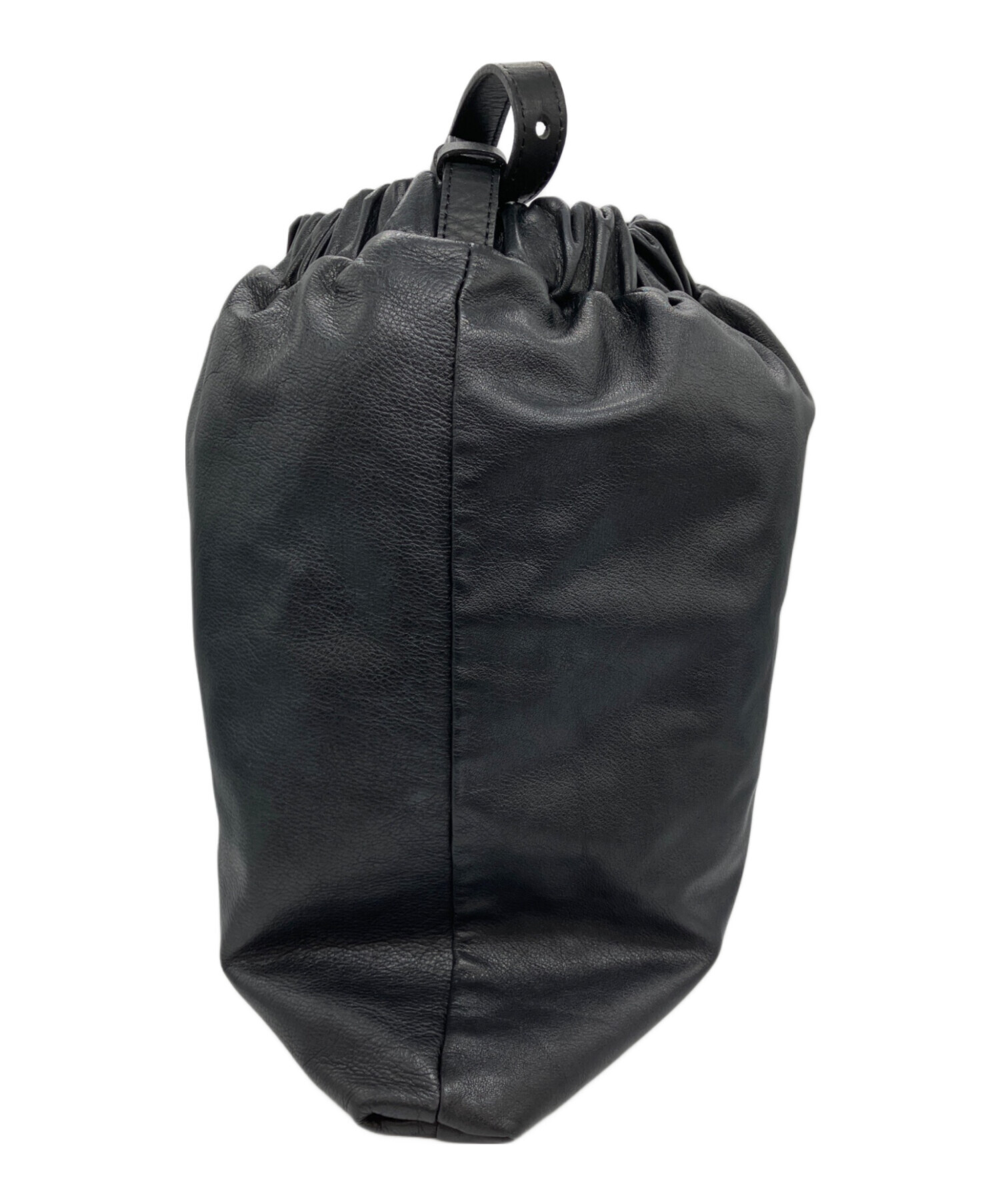 中古・古着通販】gemeil (ジェムイル) レザー巾着バッグ ブラック 
