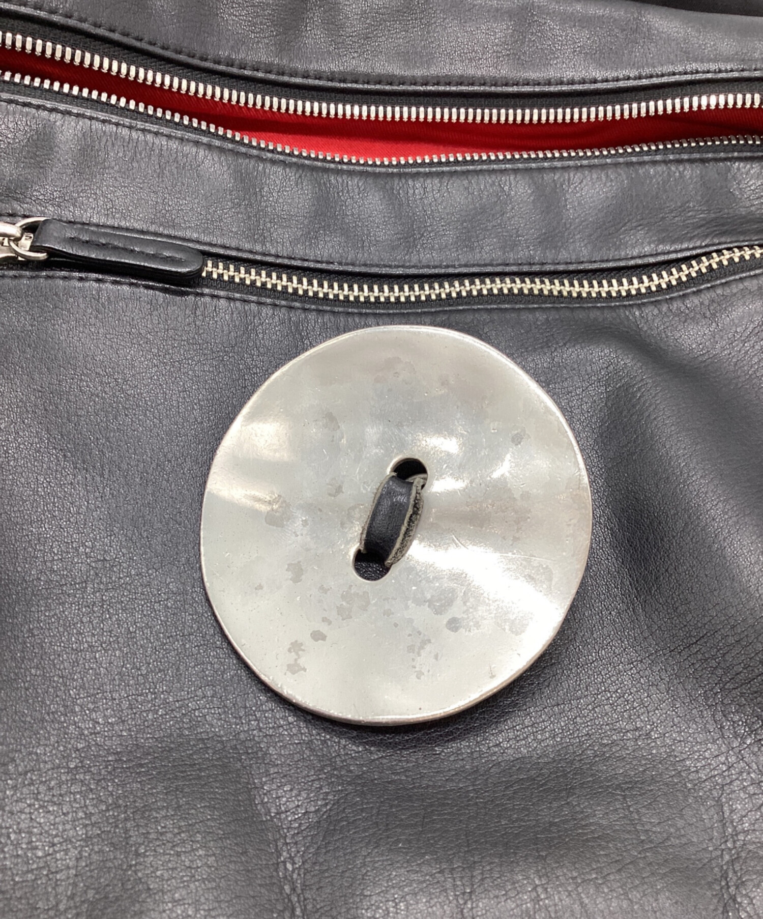 中古・古着通販】kawa-kawa (カワカワ) ビッグボタン レザーショルダー