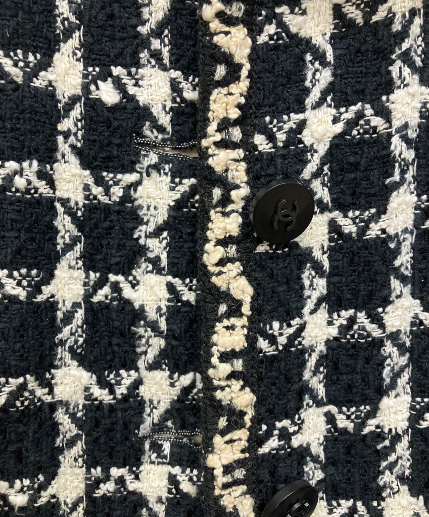 シャネル　ジャケット　42 美品 中古・古着通販】CHANEL (シャネル) ステンカラー ツイード チェック