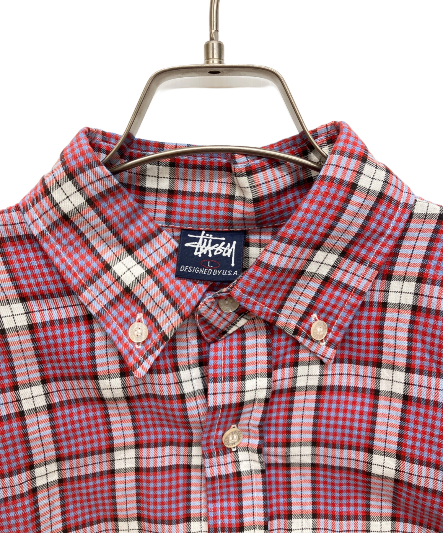中古・古着通販】stussy (ステューシー) チェックBDシャツ パープル