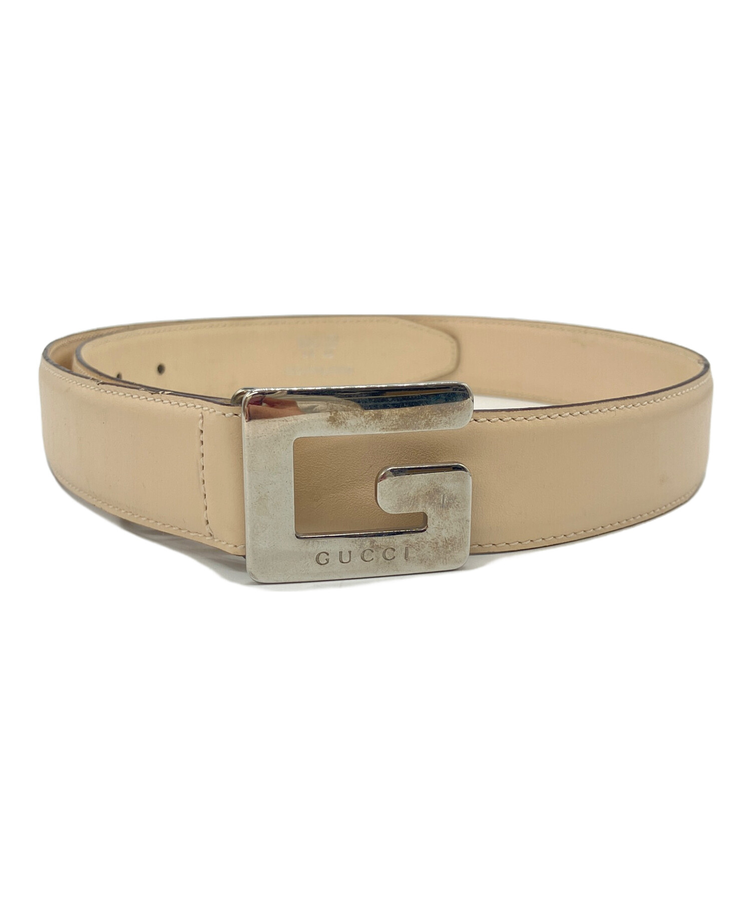 中古・古着通販】GUCCI (グッチ) Gバックルベルト アイボリー 