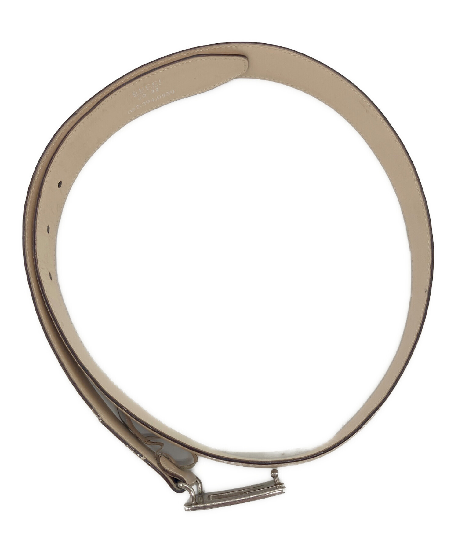 中古・古着通販】GUCCI (グッチ) Gバックルベルト アイボリー 