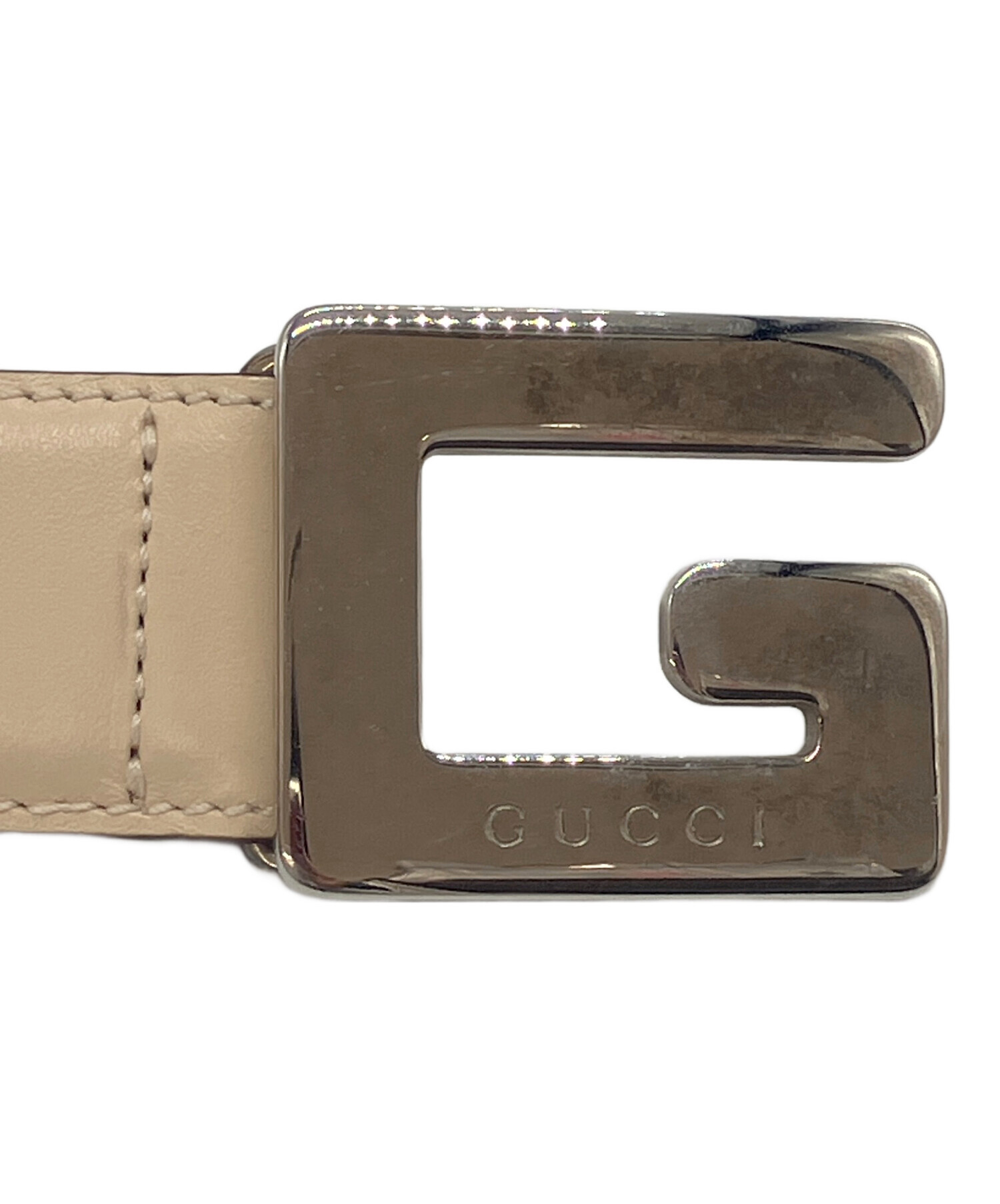 中古・古着通販】GUCCI (グッチ) Gバックルベルト アイボリー 
