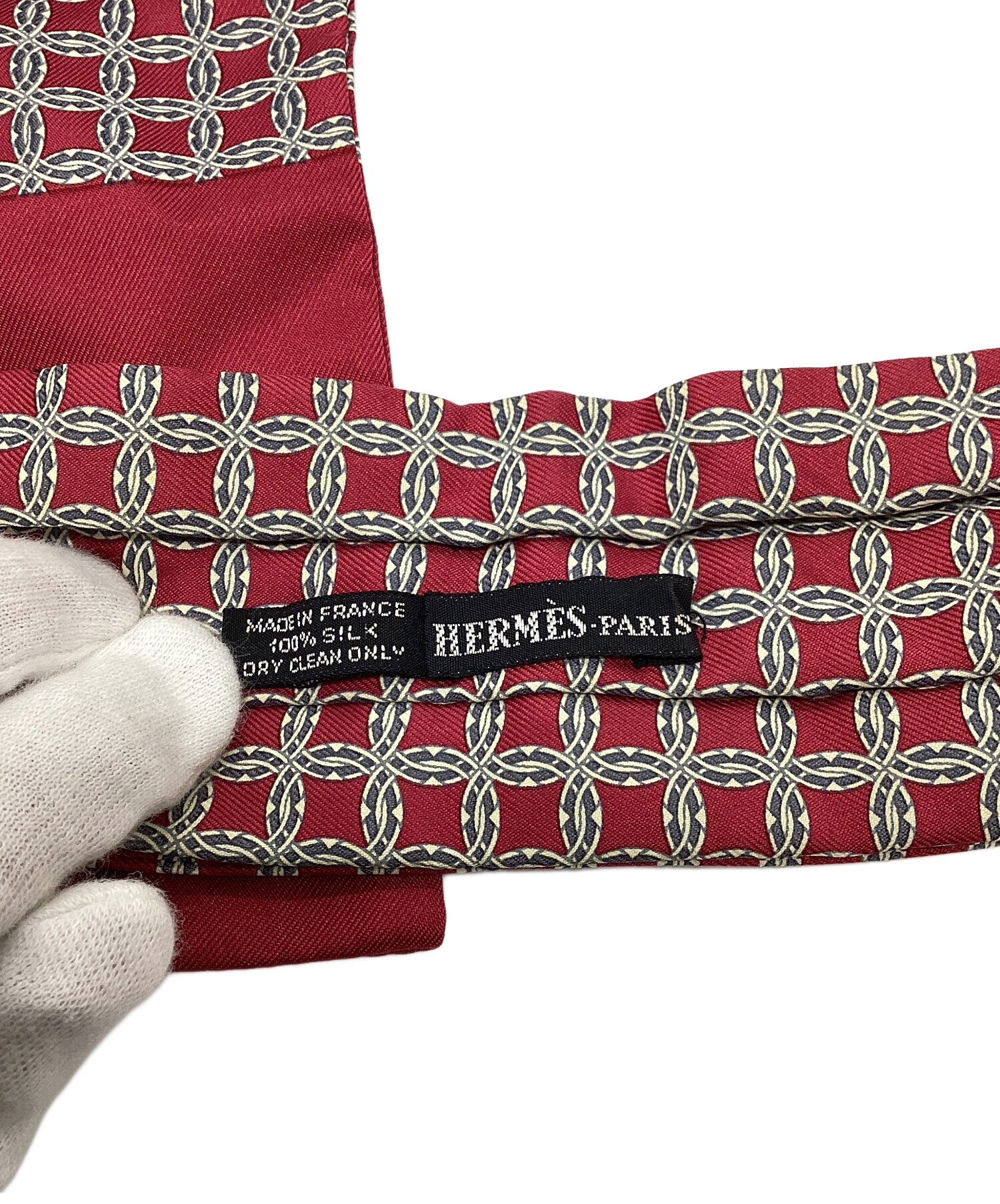 中古・古着通販】HERMES (エルメス) 総柄シルクスカーフ レッド