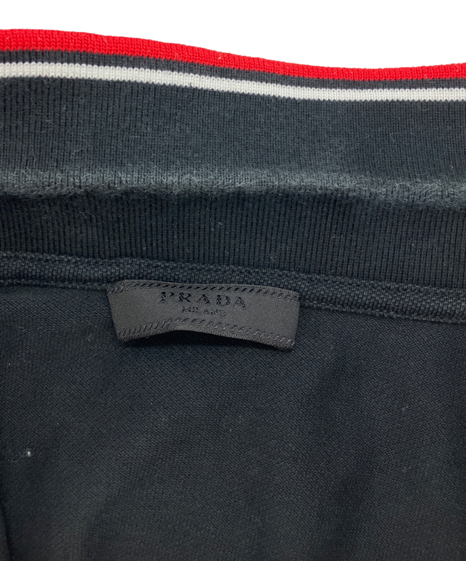 中古・古着通販】PRADA (プラダ) ラバーロゴ 半袖ポロシャツ ブラック