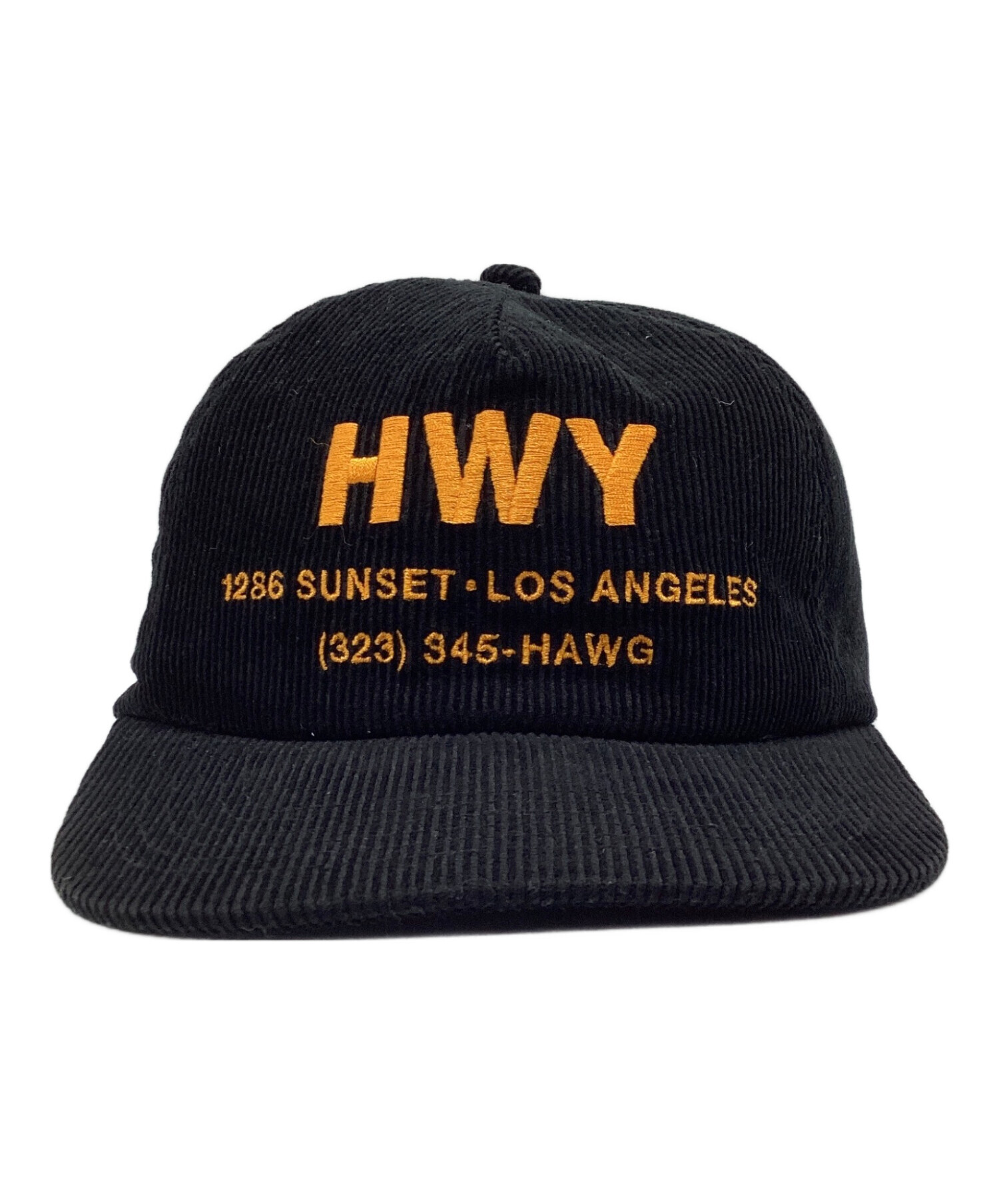 HWY 刺繍ロゴ 黒キャップ　ハイウェイ　チョッパー　コーデュロイ 中古・古着通販】HWY (ハイウェイ) コーデュロイキャップ 6パネル