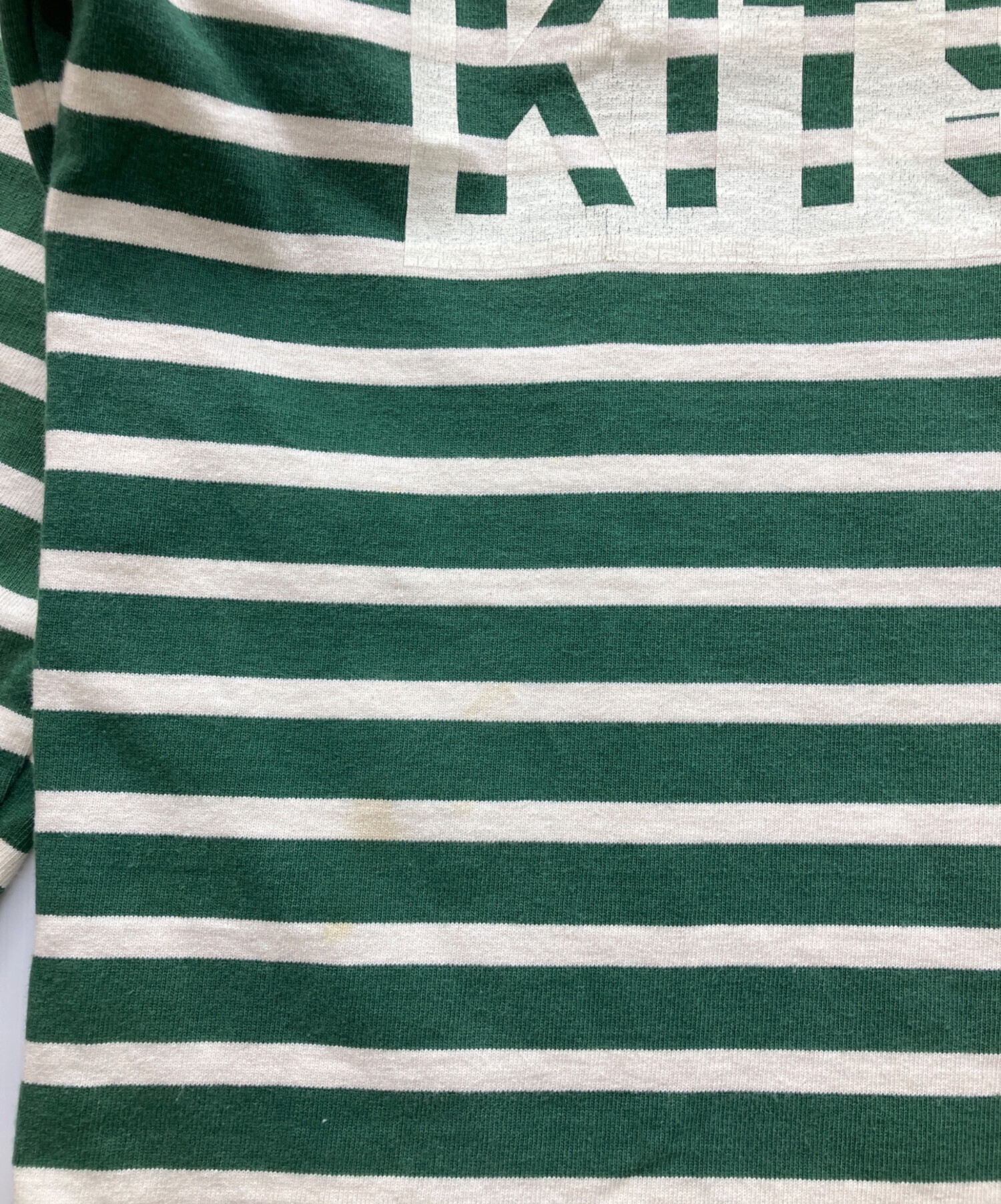 MAISON KITSUNE Tシャツ・カットソー L 白x緑(ボーダー) 【古着】【中古】 中古・古着通販】maison kitsune (メゾンキツネ) ボーダーカットソー
