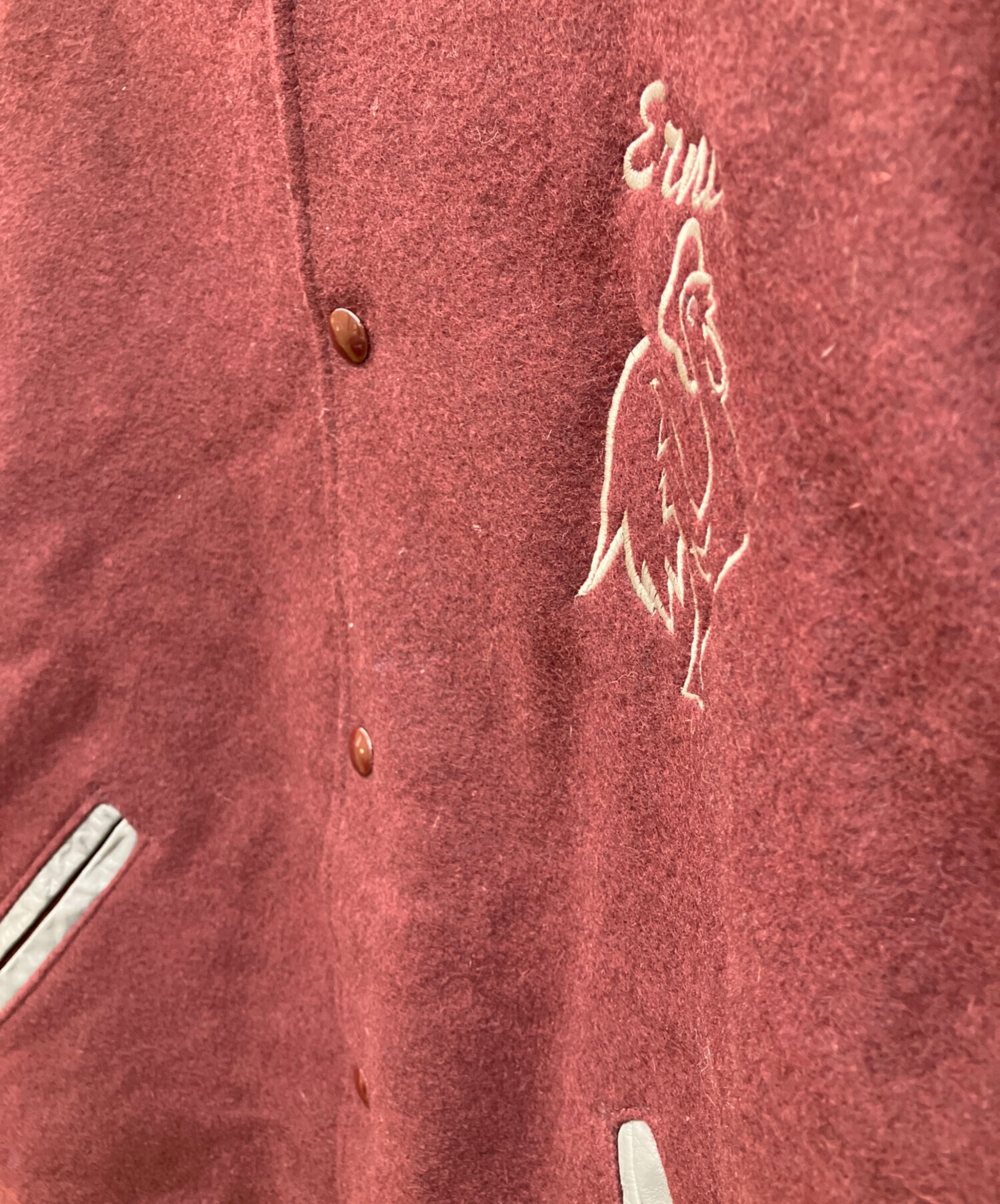 中古・古着通販】Holloway (ホロウェイ) レザー切り替え刺繍スタジャン