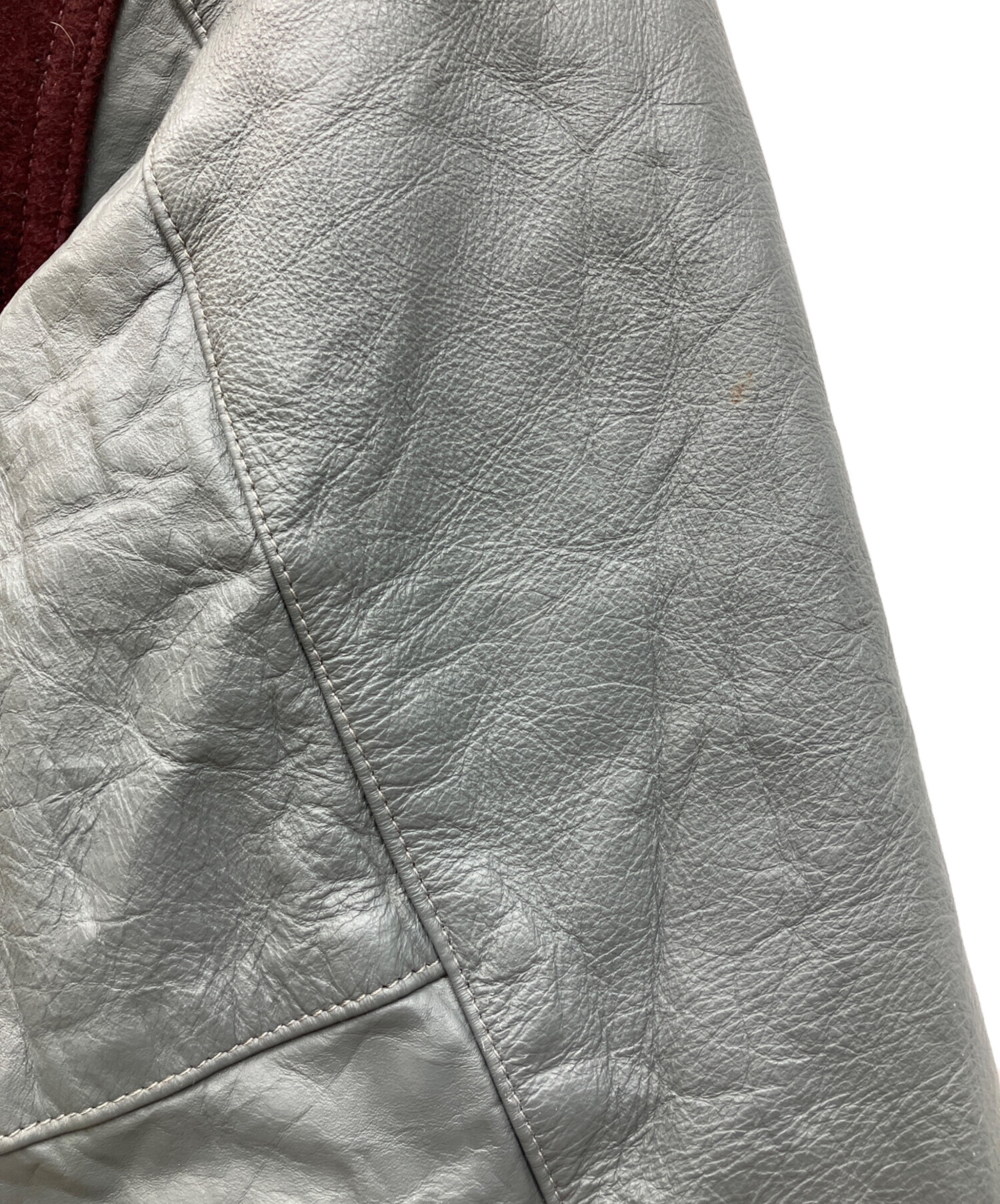 中古・古着通販】Holloway (ホロウェイ) レザー切り替え刺繍スタジャン