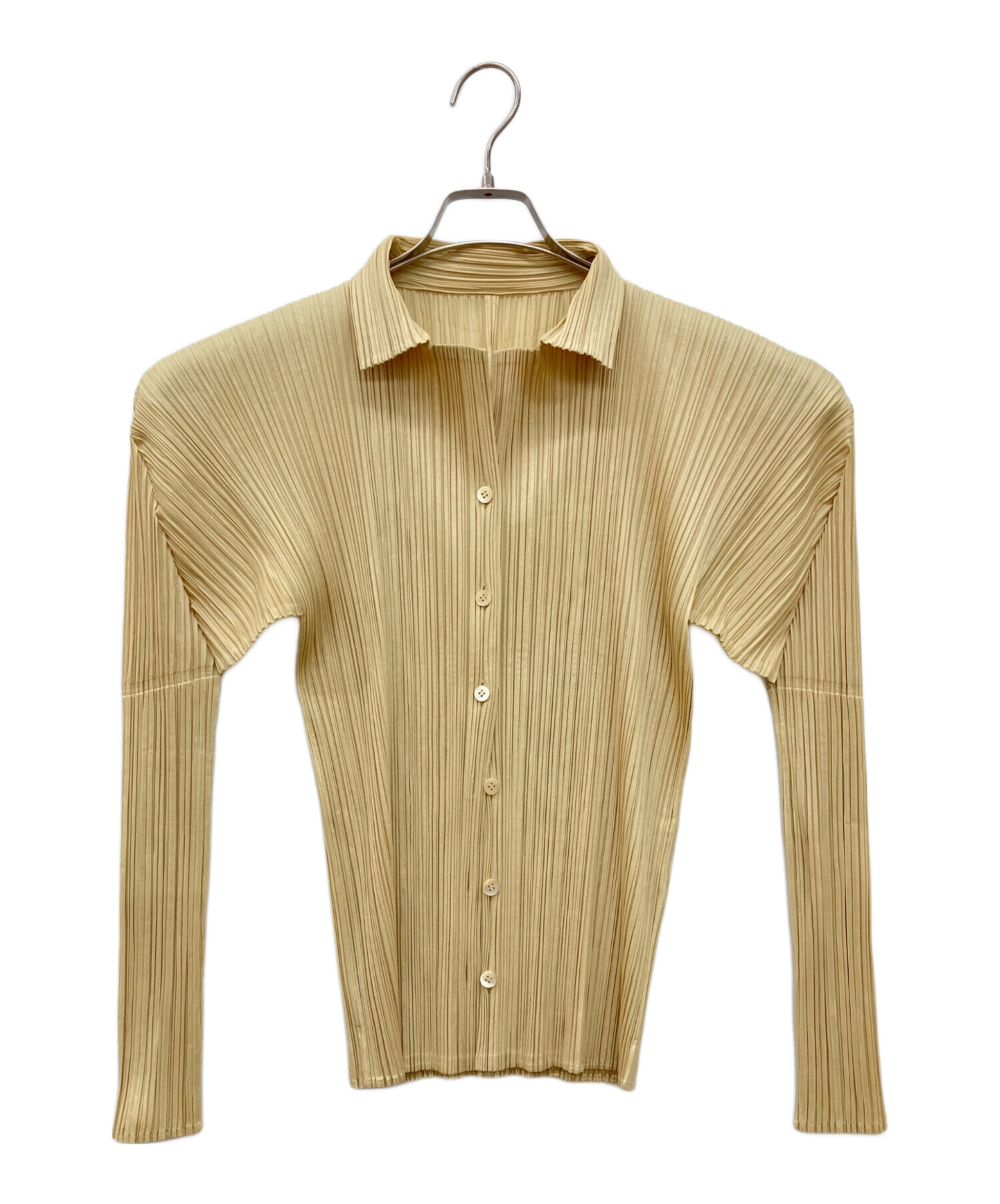 PLEATS PLEASE プリーツシャツ ベージュ 中古・古着通販】PLEATS PLEASE (プリーツプリーズ) プリーツシャツ