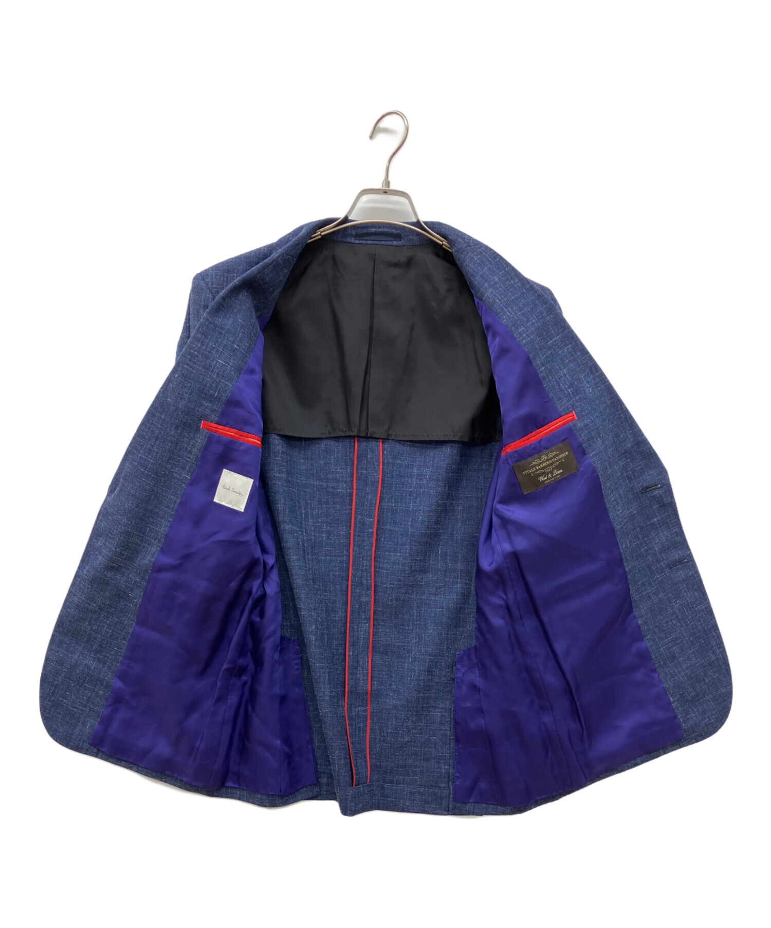 ポールスミス リネン100% テーラードジャケット 近年 ブルー 2B L 中古・古着通販】PAUL SMITH (ポールスミス) ウールリネン2Bテーラード