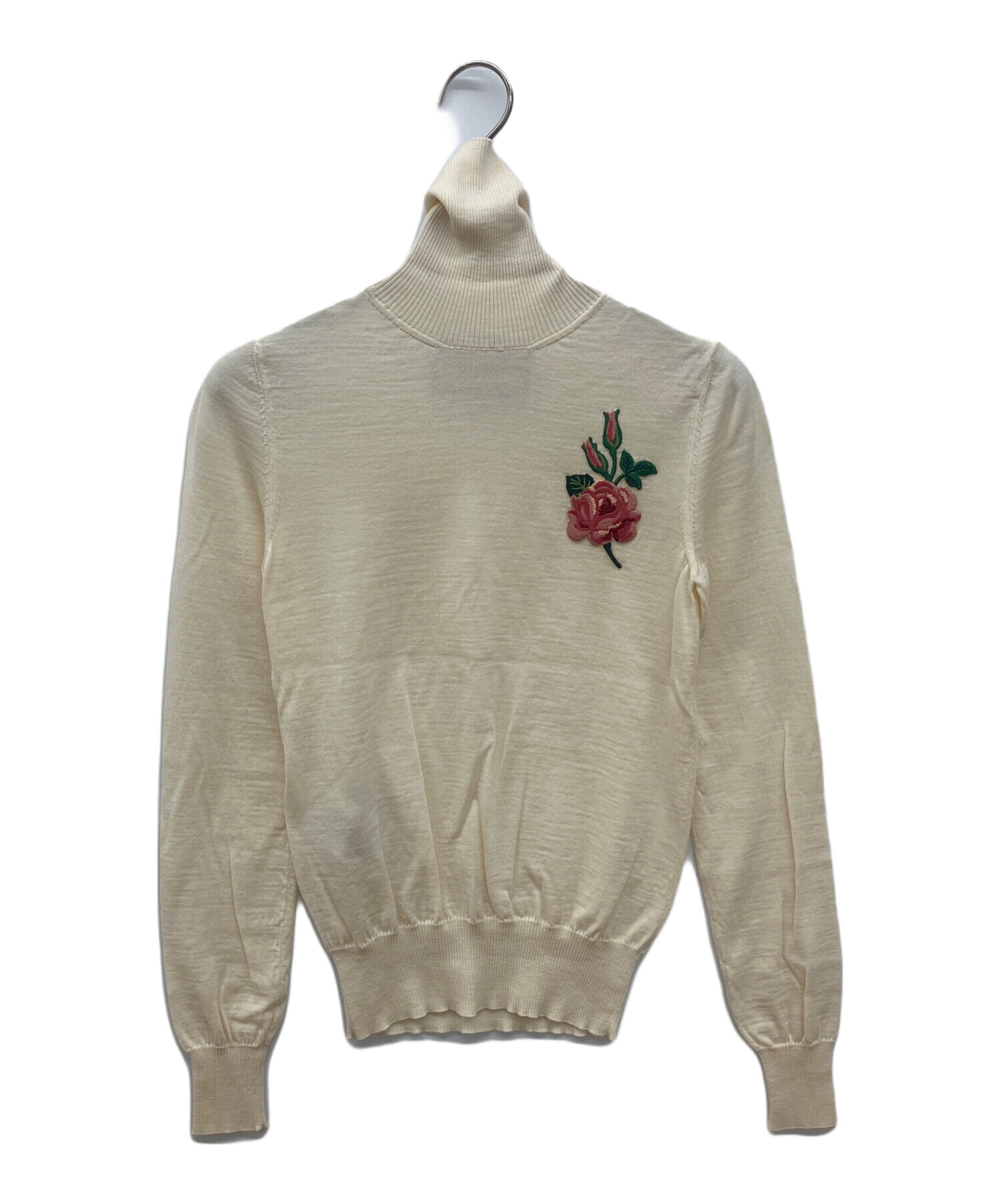 中古・古着通販】GUCCI (グッチ) 花刺繍タートルネックニット ホワイト