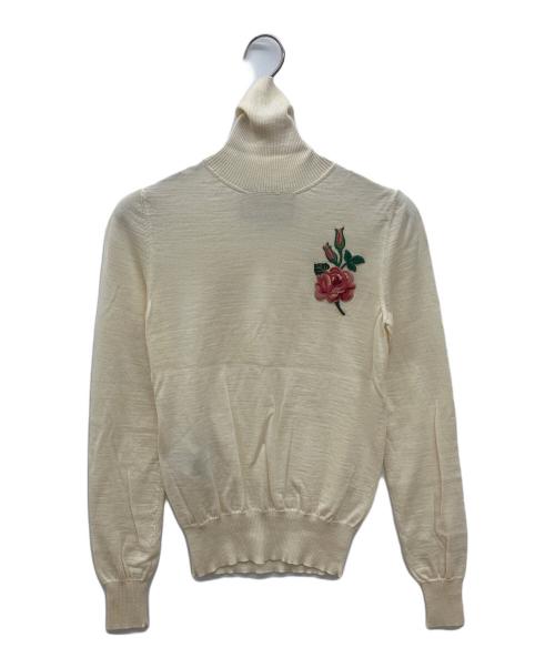 中古・古着通販】GUCCI (グッチ) 花刺繍タートルネックニット ホワイト