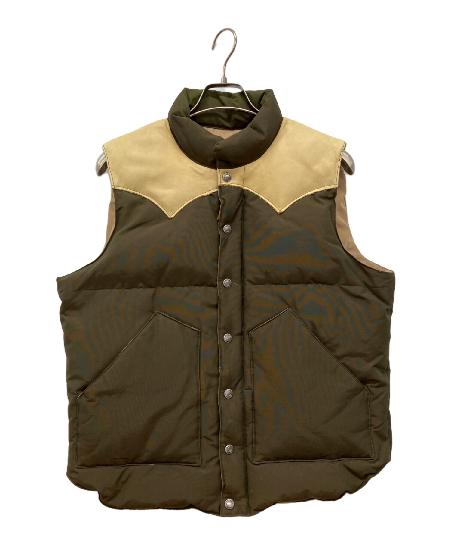 sugar cane シュガーケーン　ダウンベスト　レザー　ブラウン 中古・古着通販】SUGAR CANE (シュガーケーン) レザーヨークダウン