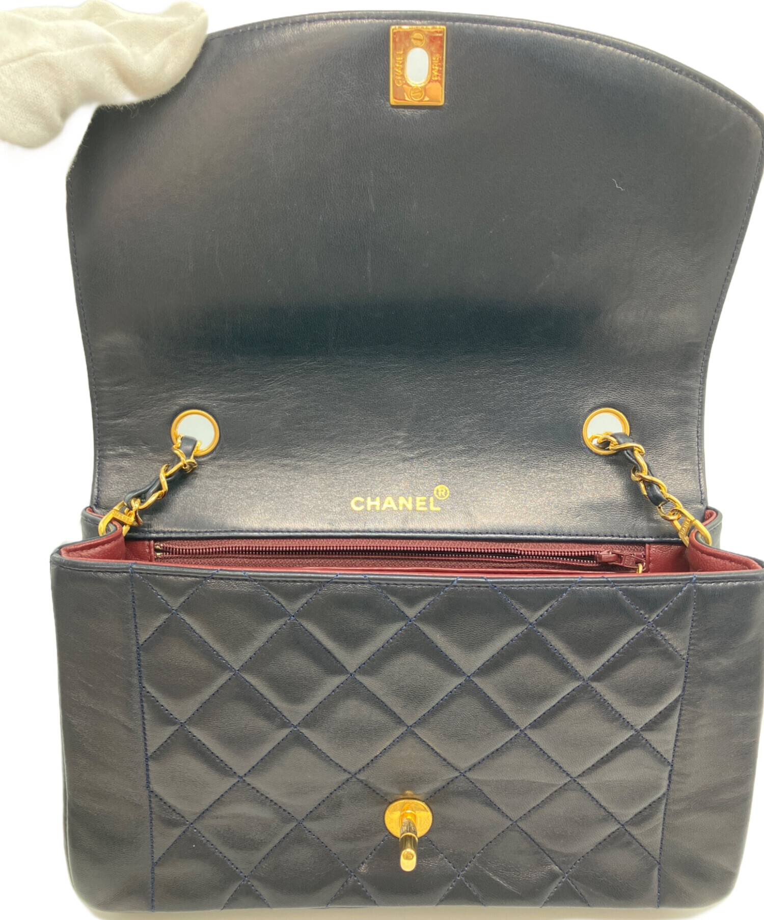 シャネル チェーンショルダーバッグ マトラッセ ダイアナフラップ  ココマーク シングルチェーン A01164 CHANEL バッグ 斜め掛け ベージュ シャネル マトラッセ ダイアナ チェーンショルダー 22cm ベージュ