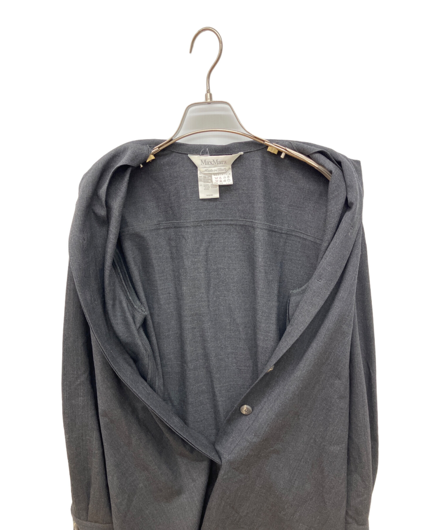 【13】中古美品 MaxMara 比翼仕立て ワイドスリーブ 長袖シャツ 白L 中古・古着通販】MaxMara (マックスマーラ) ウール比翼シャツ
