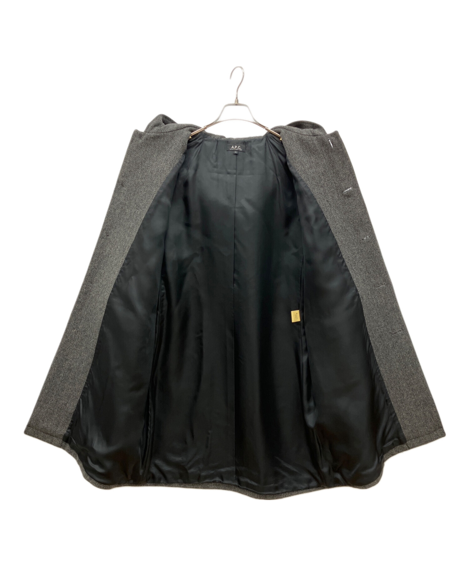 フランス製   A.P.C.   牛革レザー切替・メルトンコート   メンズXS 中古・古着通販】A.P.C. (アーペーセー) オールドヘリンボーンメルトン