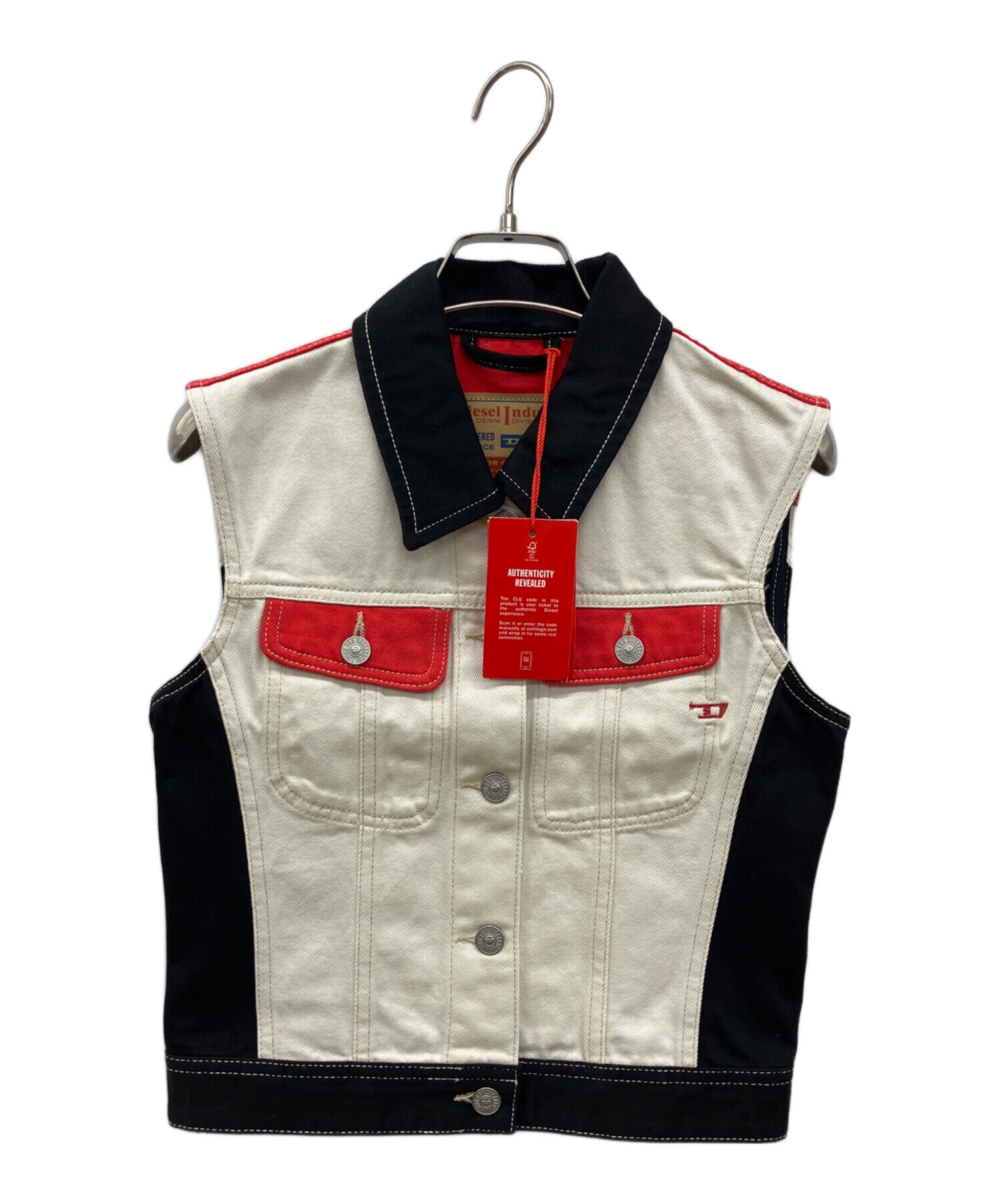 中古・古着通販】DIESEL (ディーゼル) 切替カラーデニムベスト 