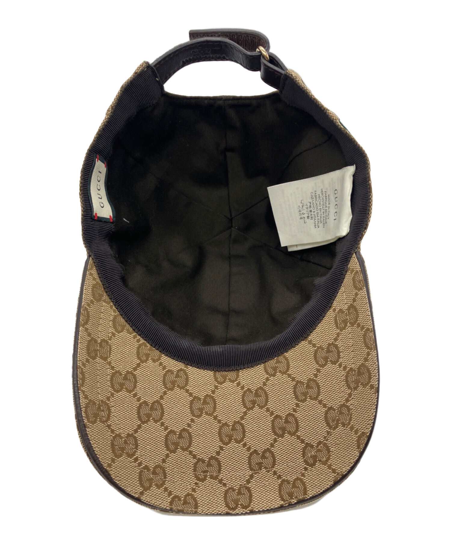 ウェブ ストライプ付き GGキャンバス ベースボールキャップ　gucci グッチ クリスタル付き GGキャンバス ベースボールキャップ ・キャメル